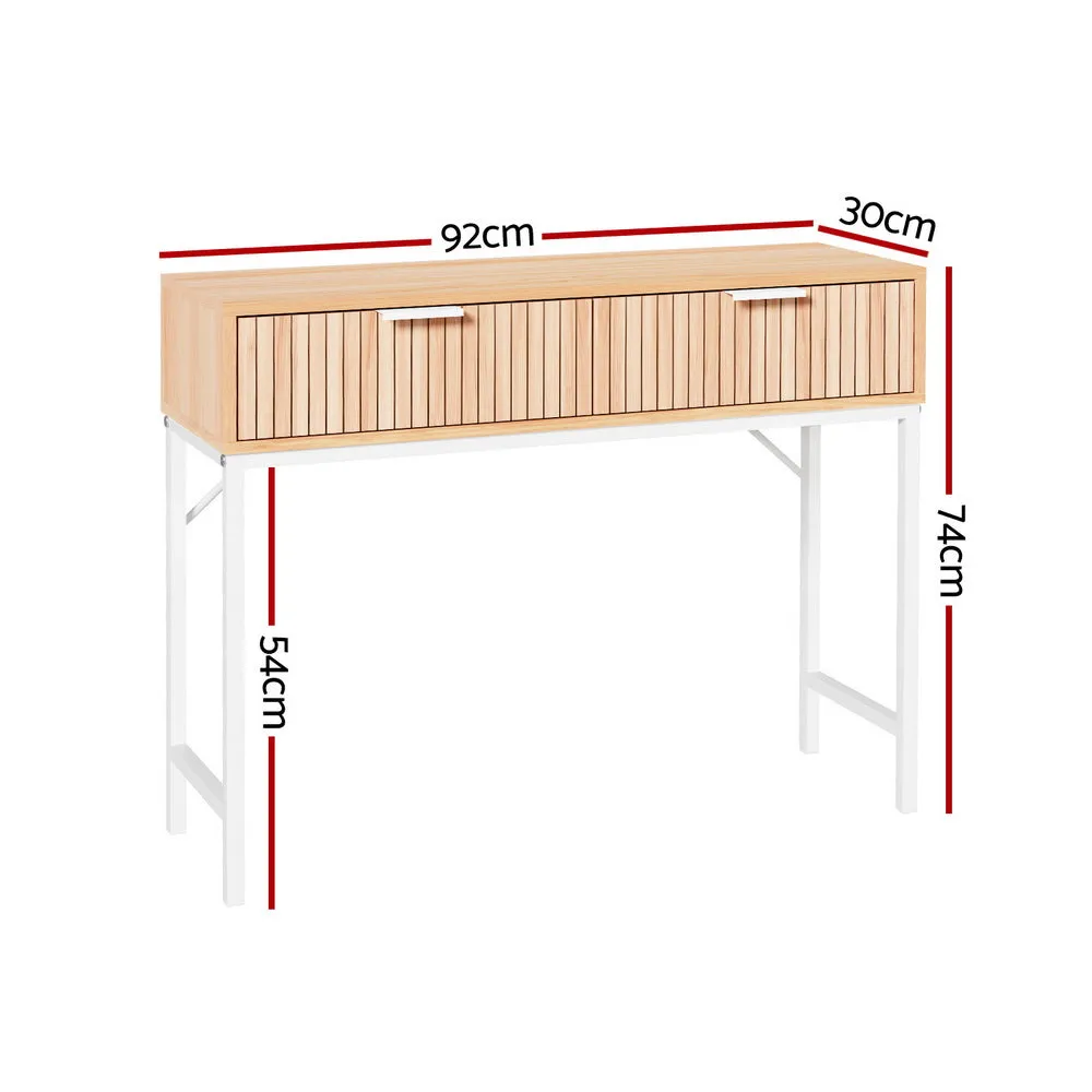 92cm Console Table 2 Drawers - Pine