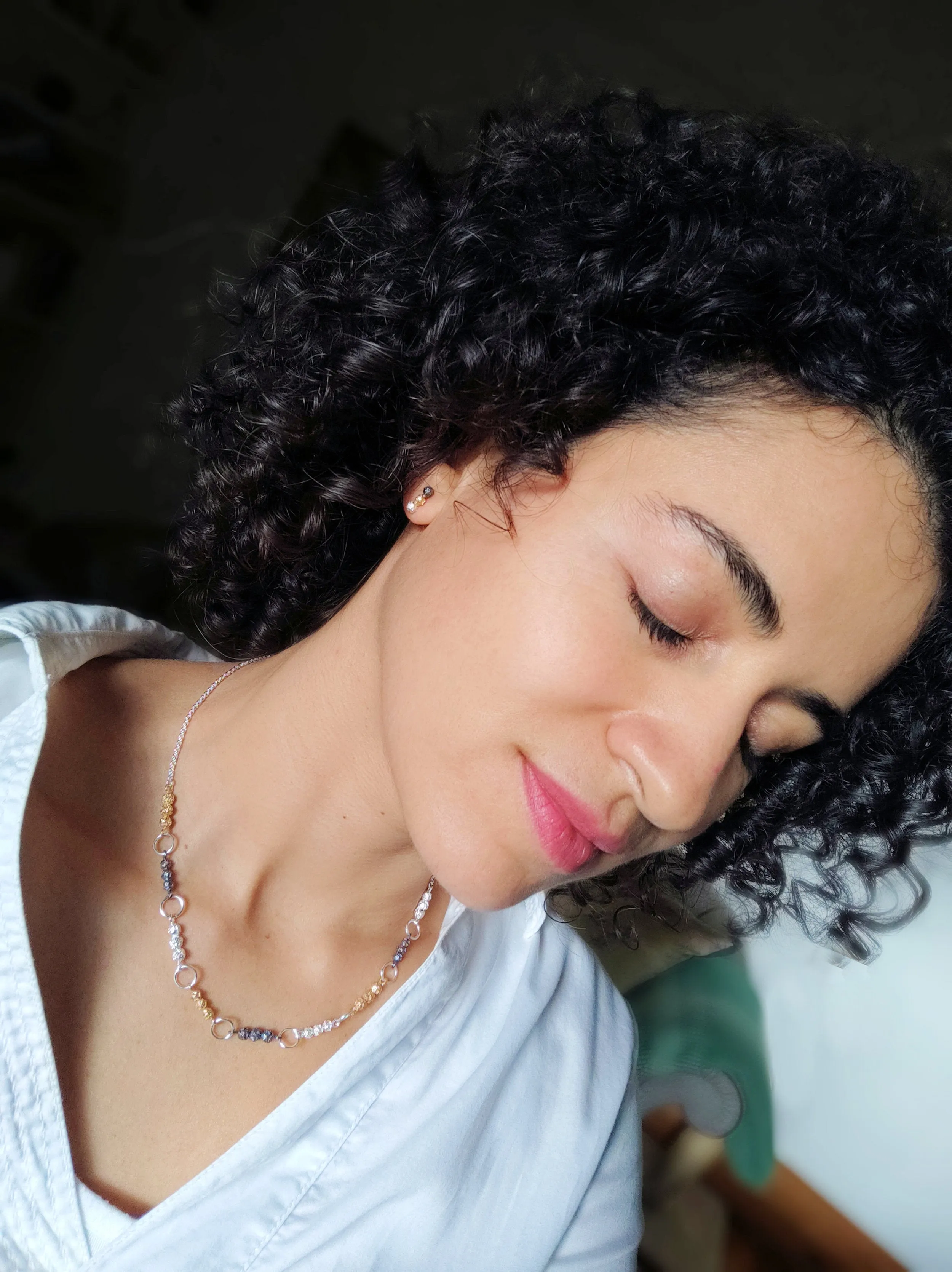 A silver three colours bar stud earrings