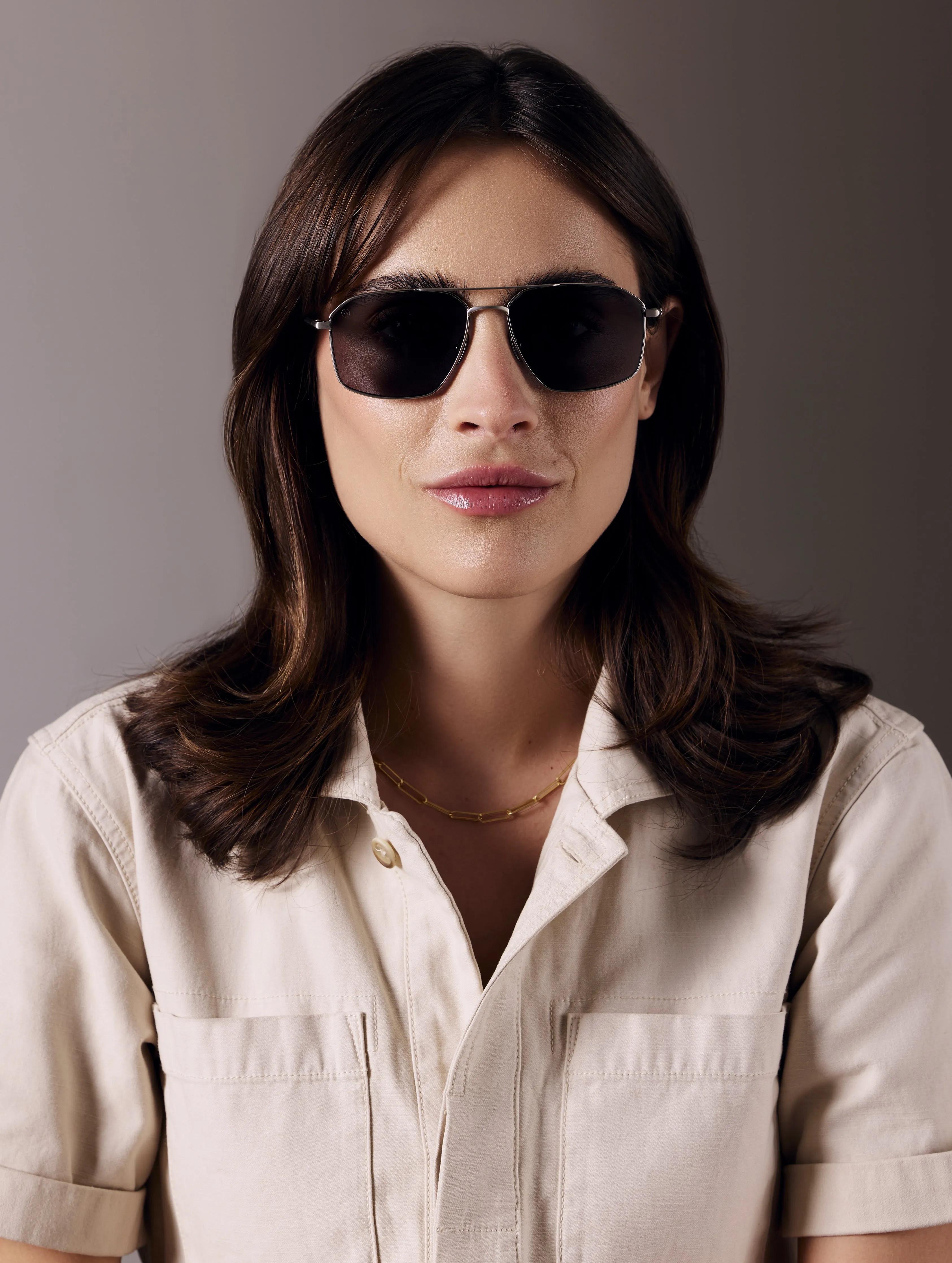 Arches Sunglass - Brushed Silver (Grey Lens)