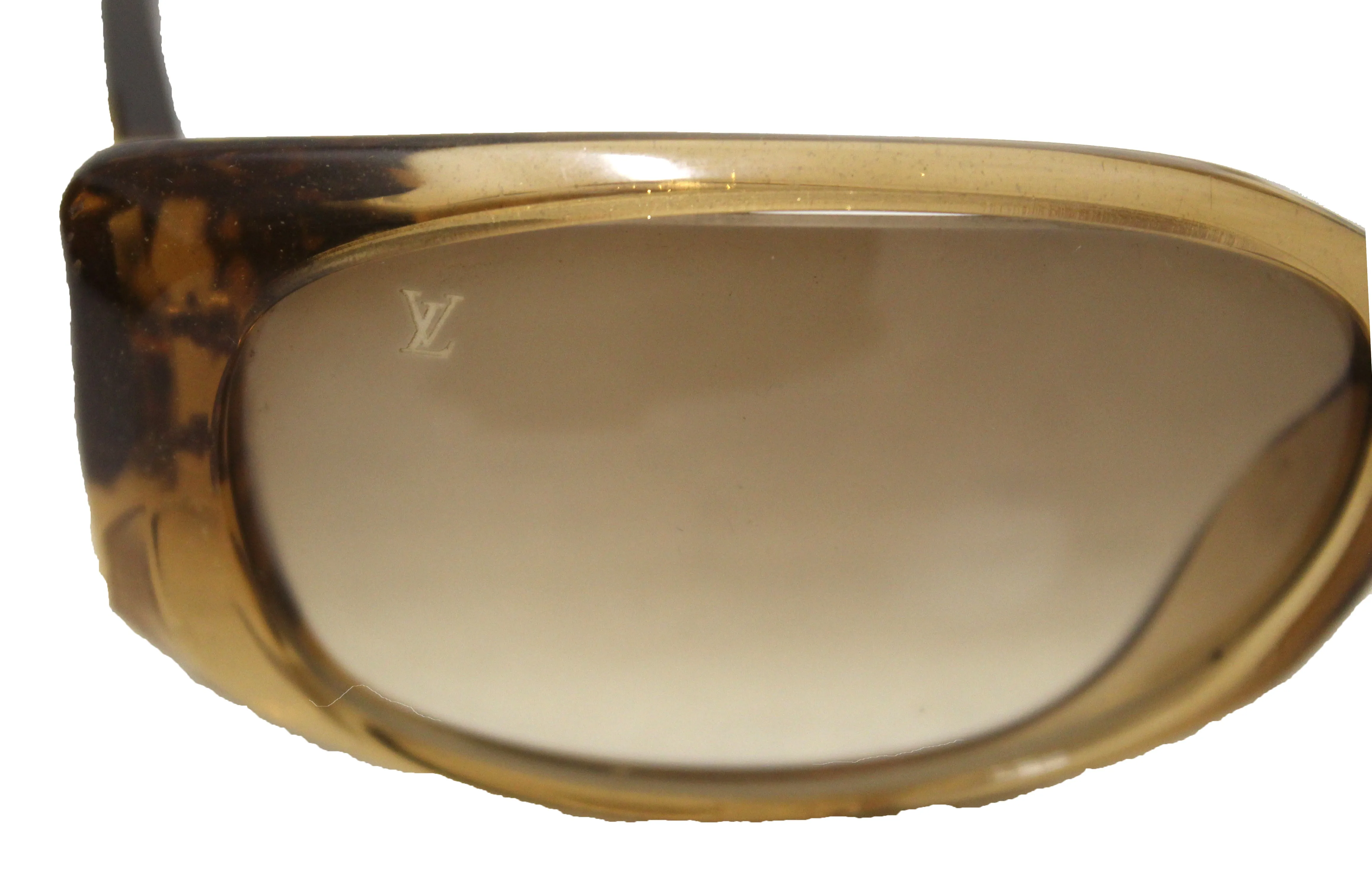Authentic Louis Vuitton Brown Glitter Acetate Square Sunglasses