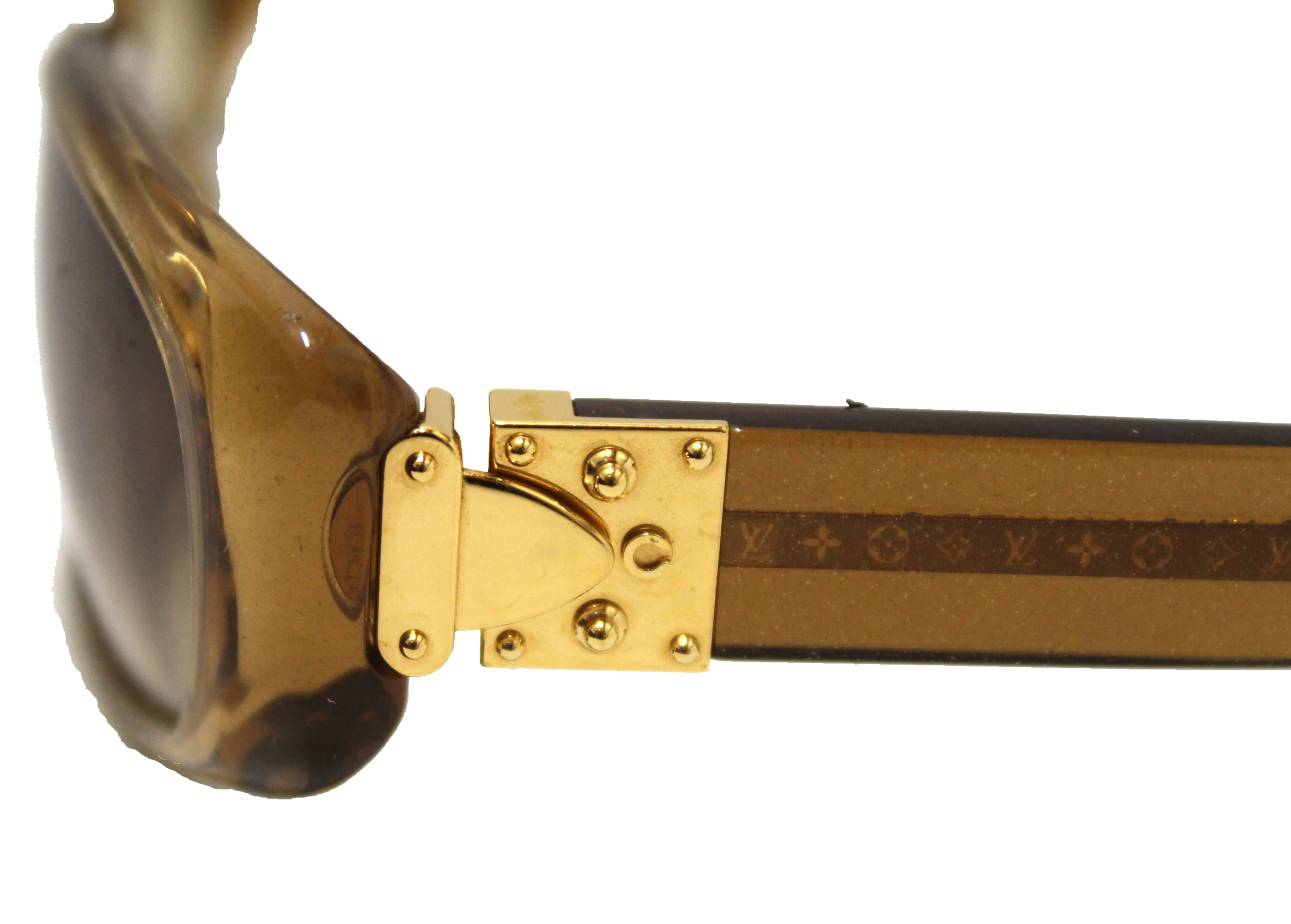 Authentic Louis Vuitton Brown Glitter Acetate Square Sunglasses