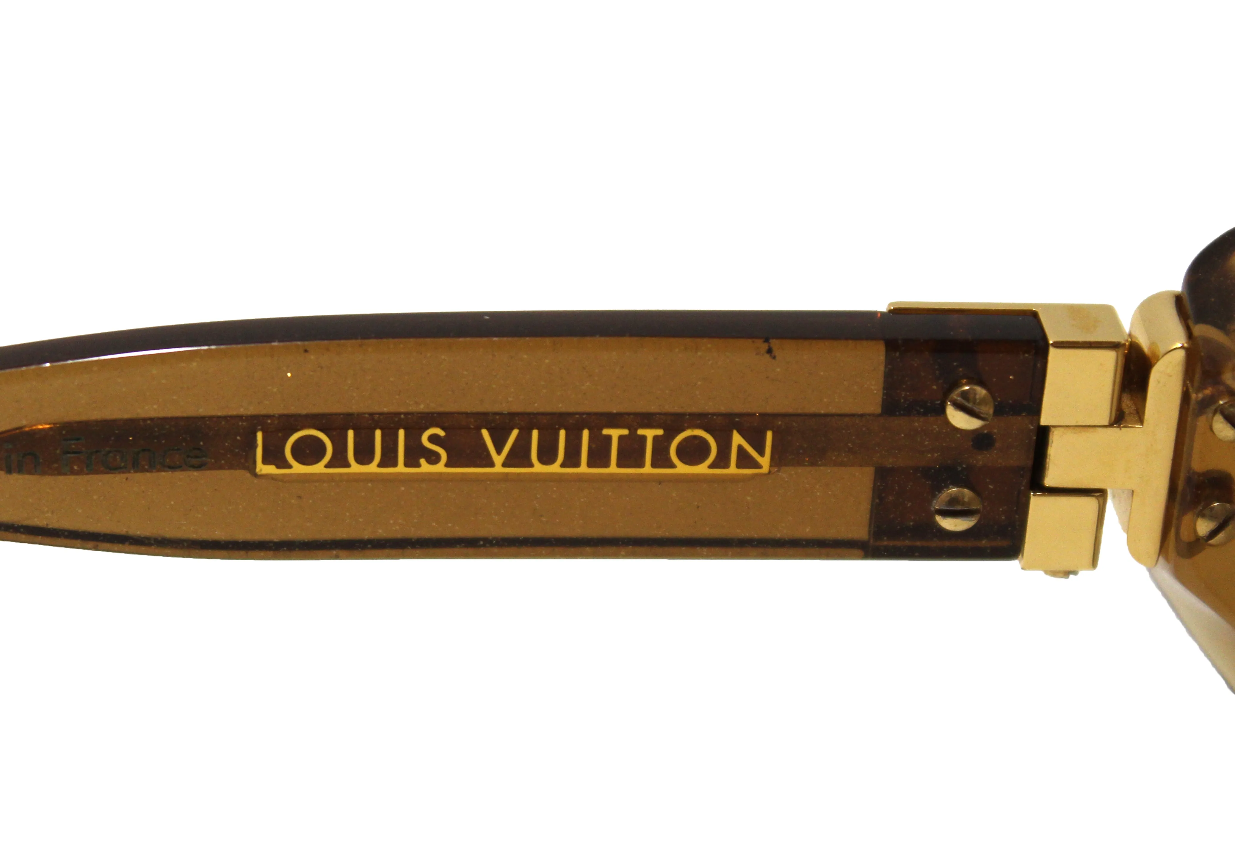 Authentic Louis Vuitton Brown Glitter Acetate Square Sunglasses