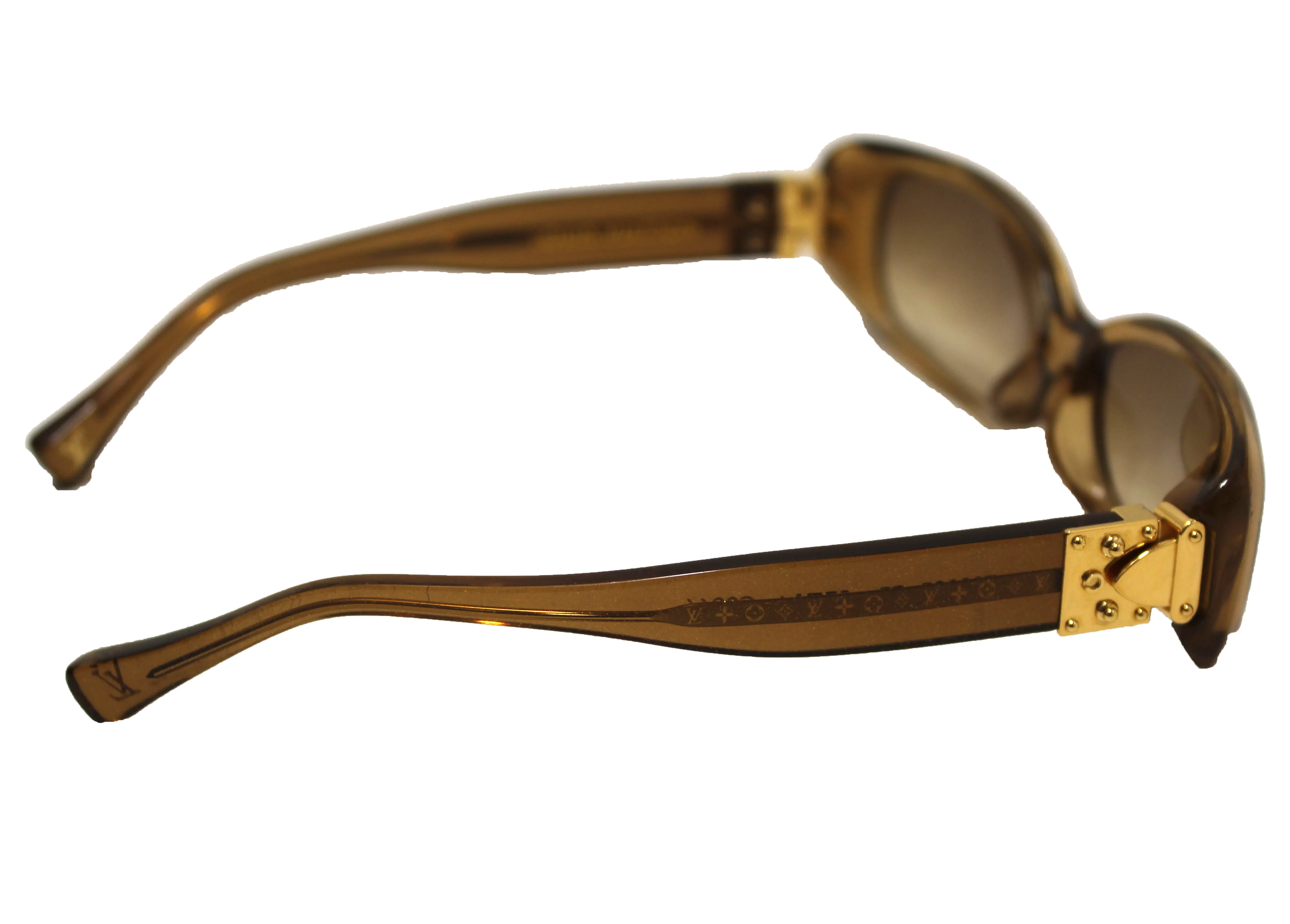 Authentic Louis Vuitton Brown Glitter Acetate Square Sunglasses