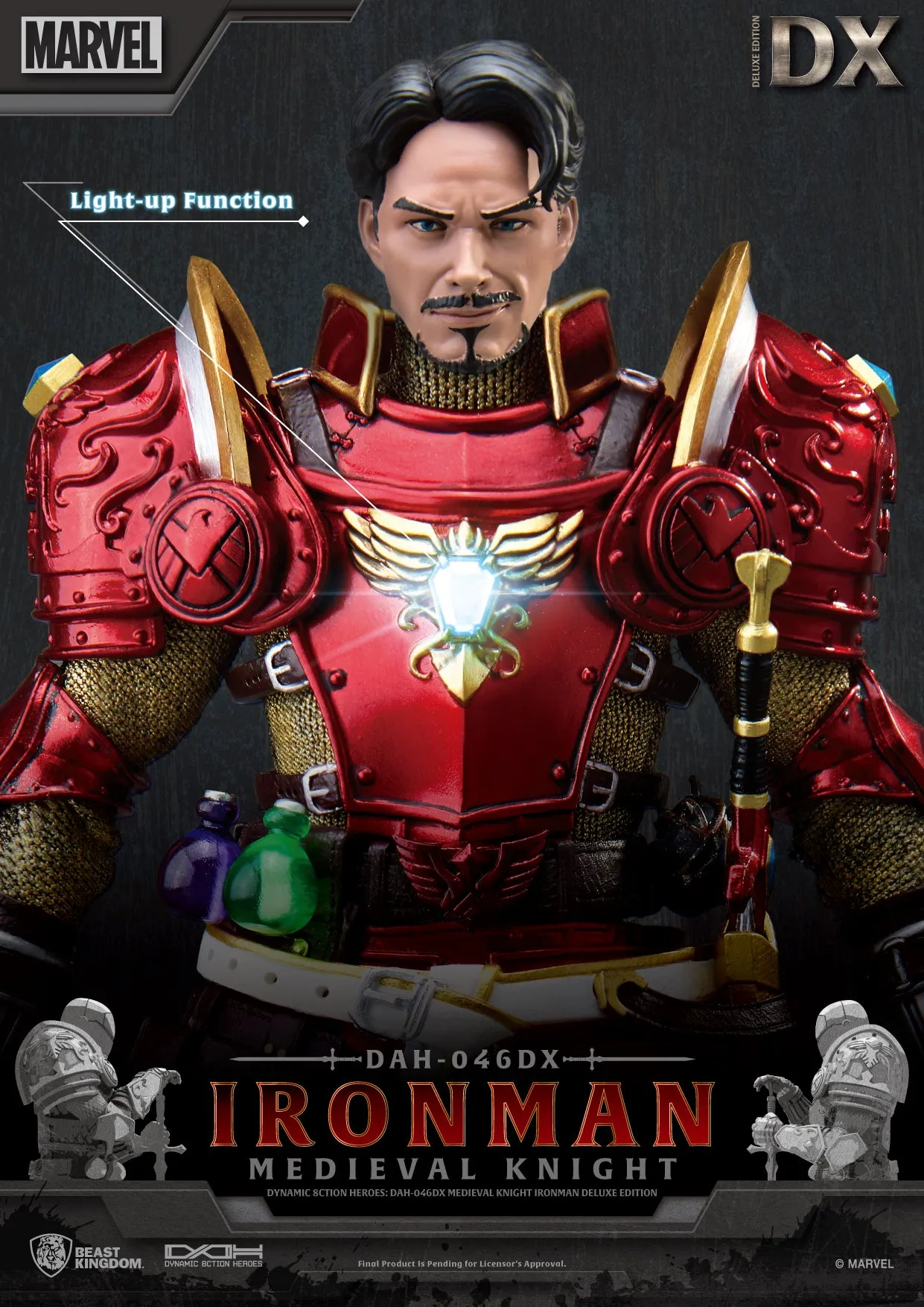 Beast Kingdom DAH-046DX Marvel Iron Man: Medieval Knight Dynamic 8ction Heroes Action Figure (Deluxe Version)