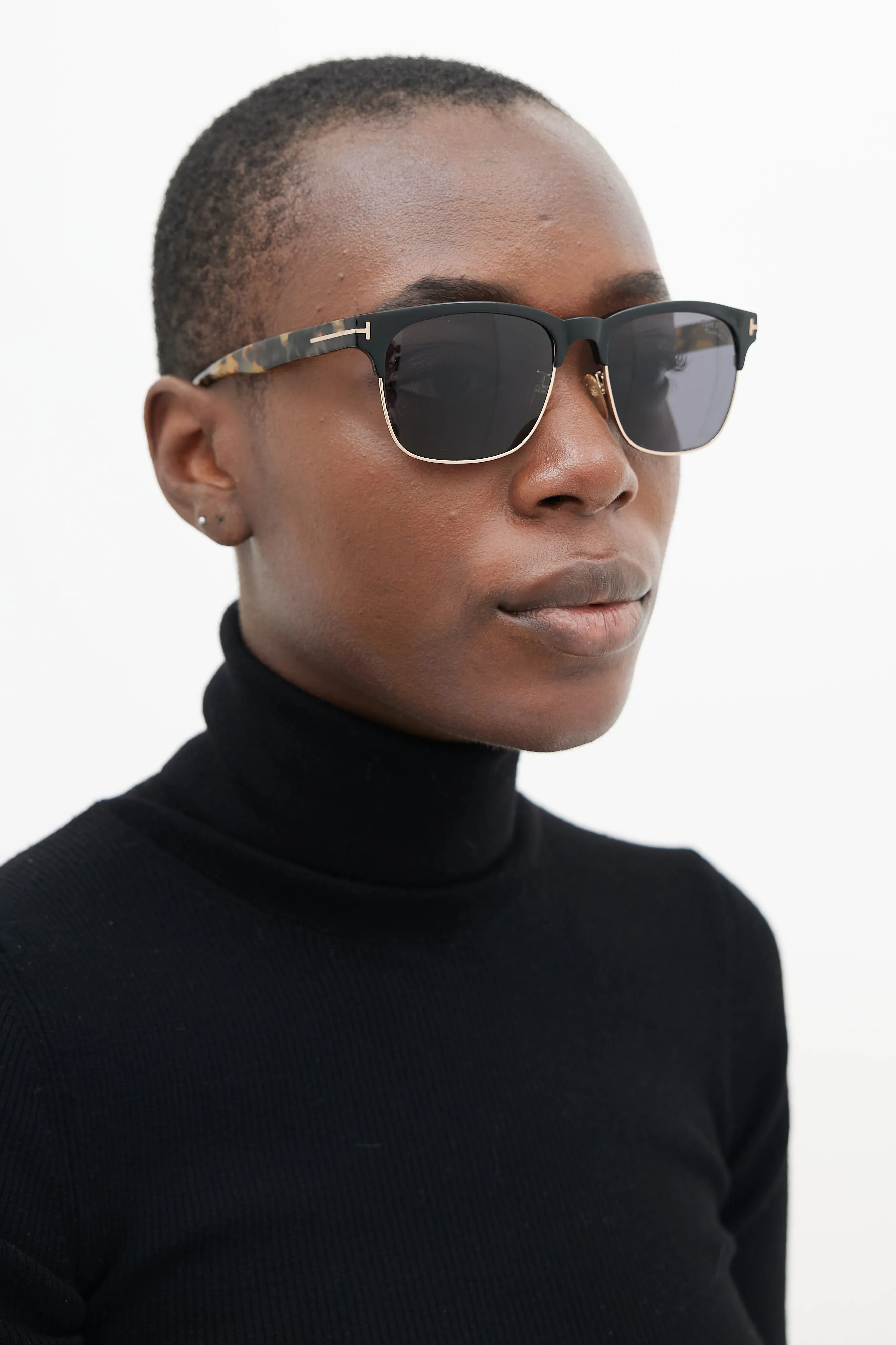 Black & Brown TF386 Clubmaster Sunglasses
