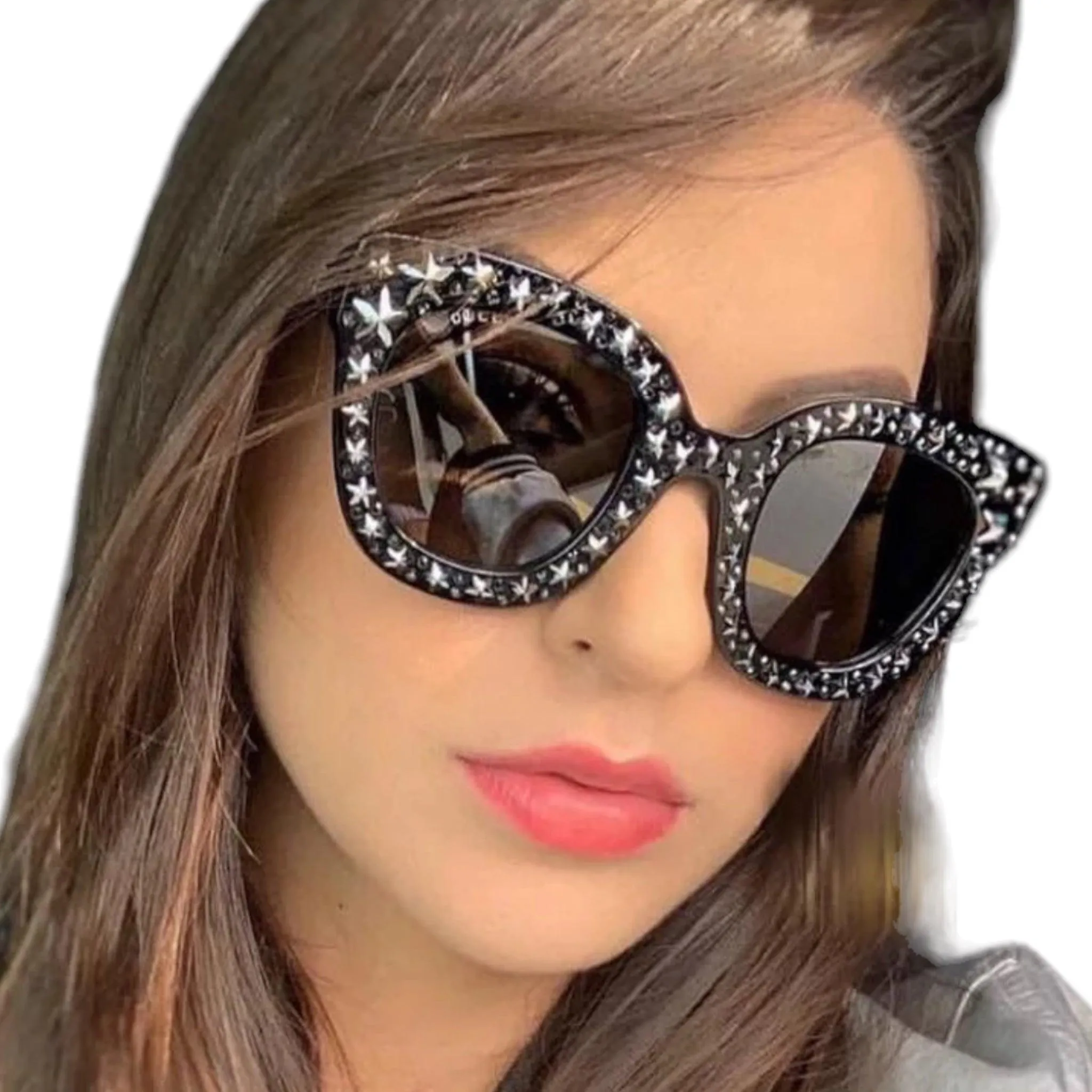 Black Star Studded Cat Eye Sunglasses
