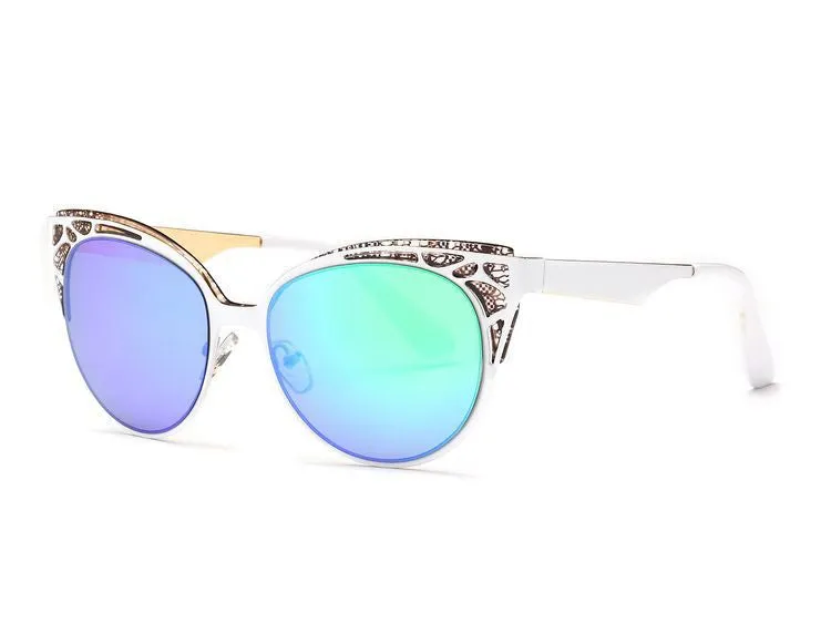Brand Design Cat Eye Sunglasses Women High Quality Metal Frame Openwork Mesh Modeling Sun Glasses Oculos UV400
