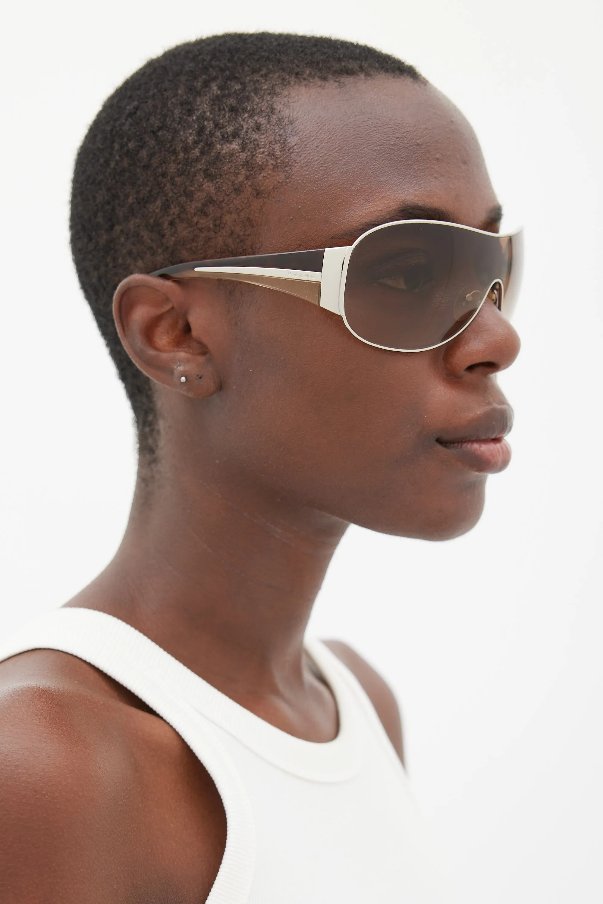 Brown & Silver SPR52H Shield Sunglasses