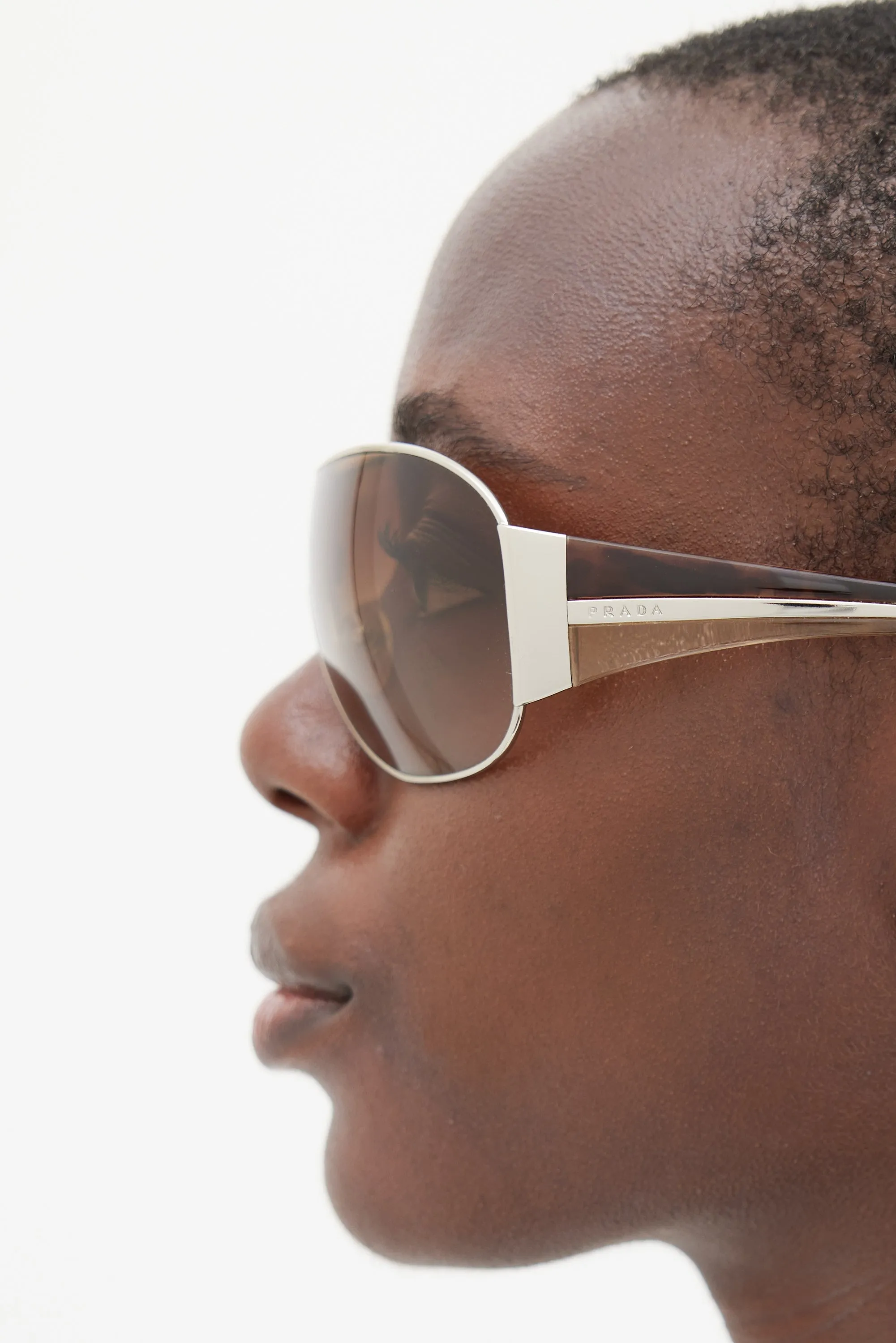 Brown & Silver SPR52H Shield Sunglasses