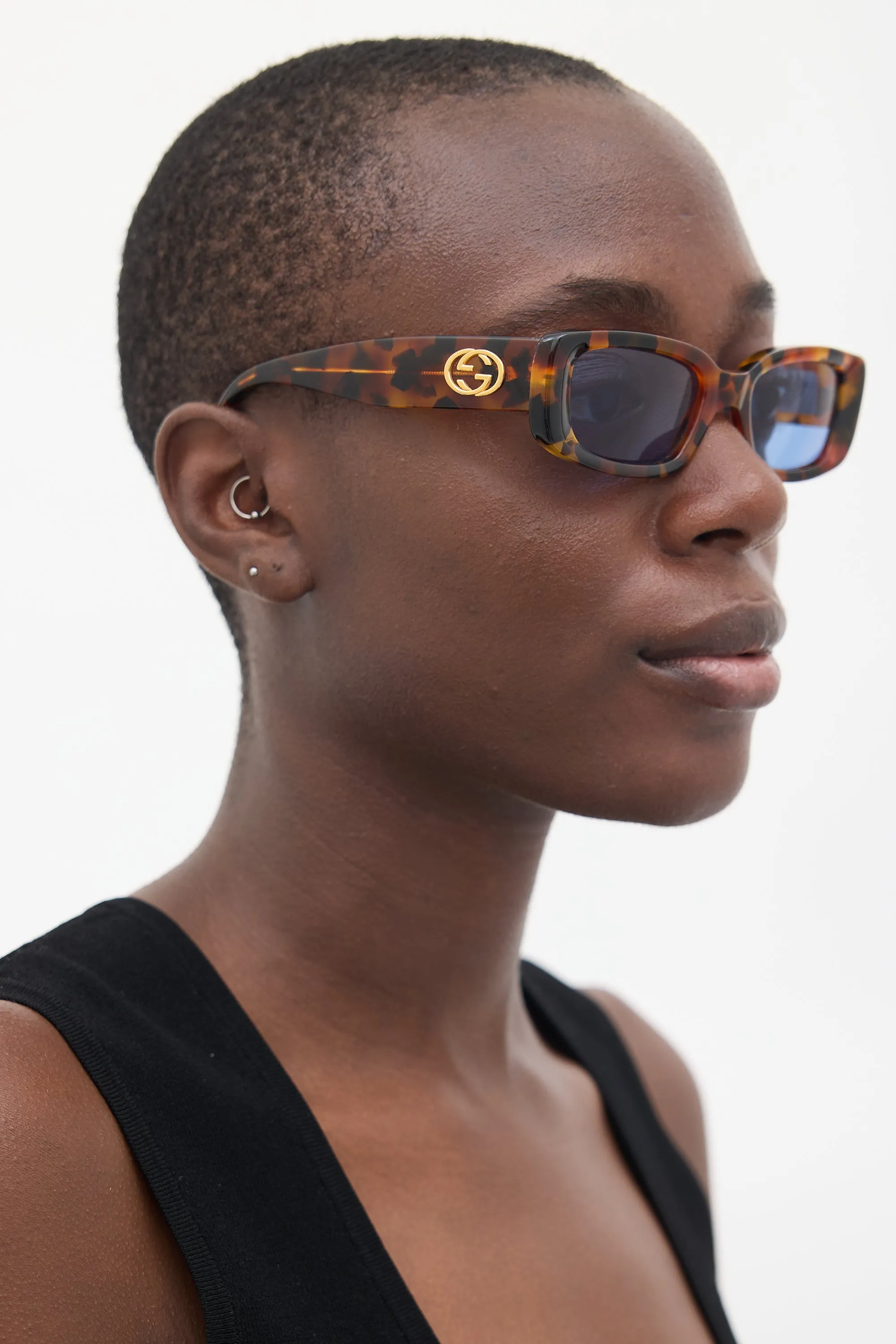 Brown GG2409S Rectangular Sunglasses