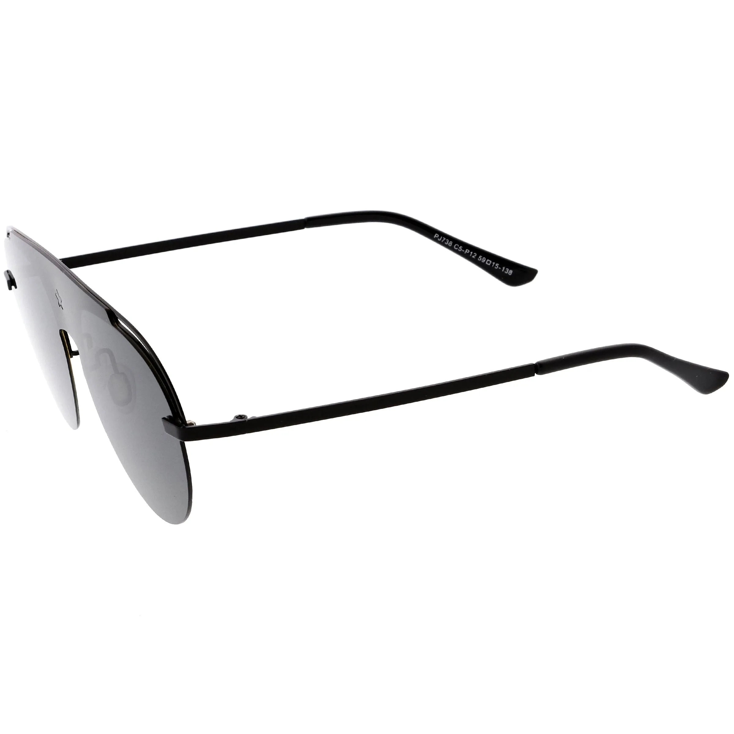 Classic Pilot Metal Brow Bar Star Detail Semi-Rimless Polarized Aviator Sunglasses D007