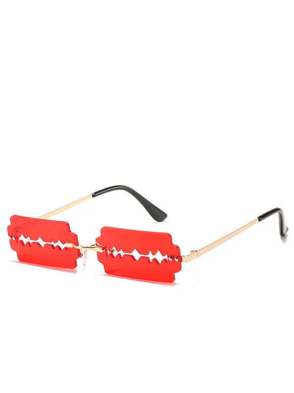 Cutout Blade Rimless Sunglasses