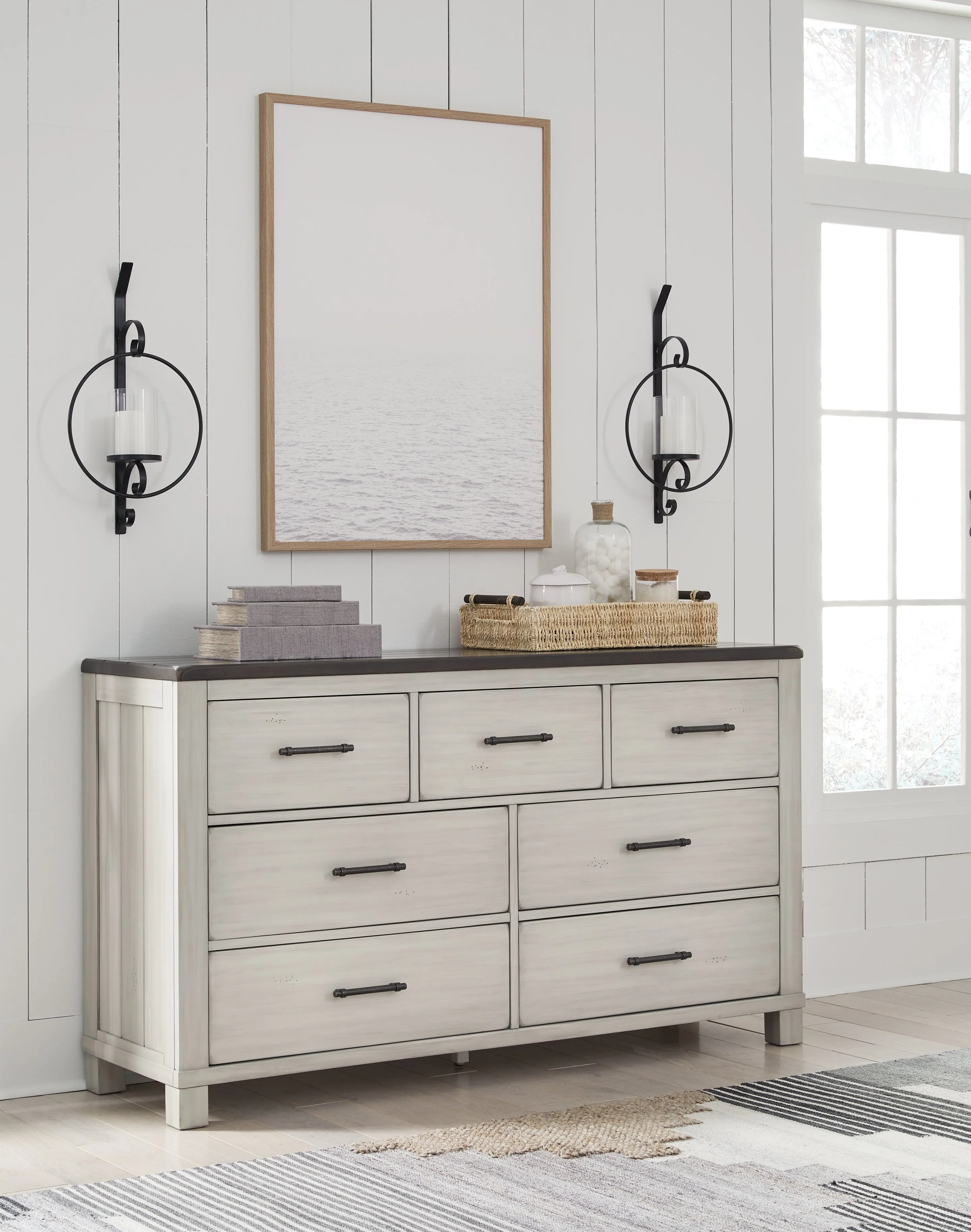 Darborn King Panel Bed with Dresser in Gray/Brown