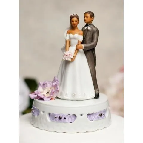 Elegant African American Ribbon Accent Cake Topper- Custom Colors!