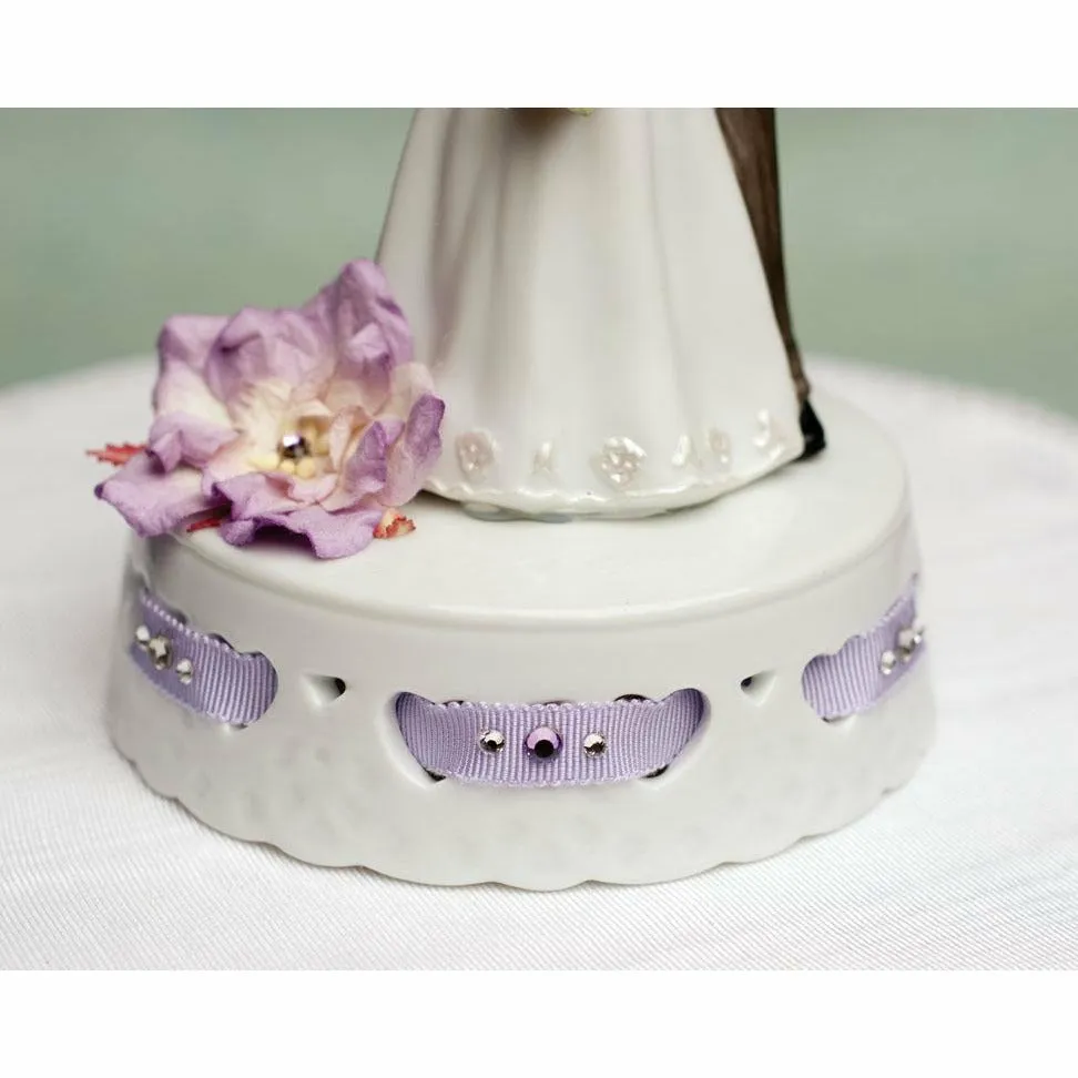 Elegant African American Ribbon Accent Cake Topper- Custom Colors!