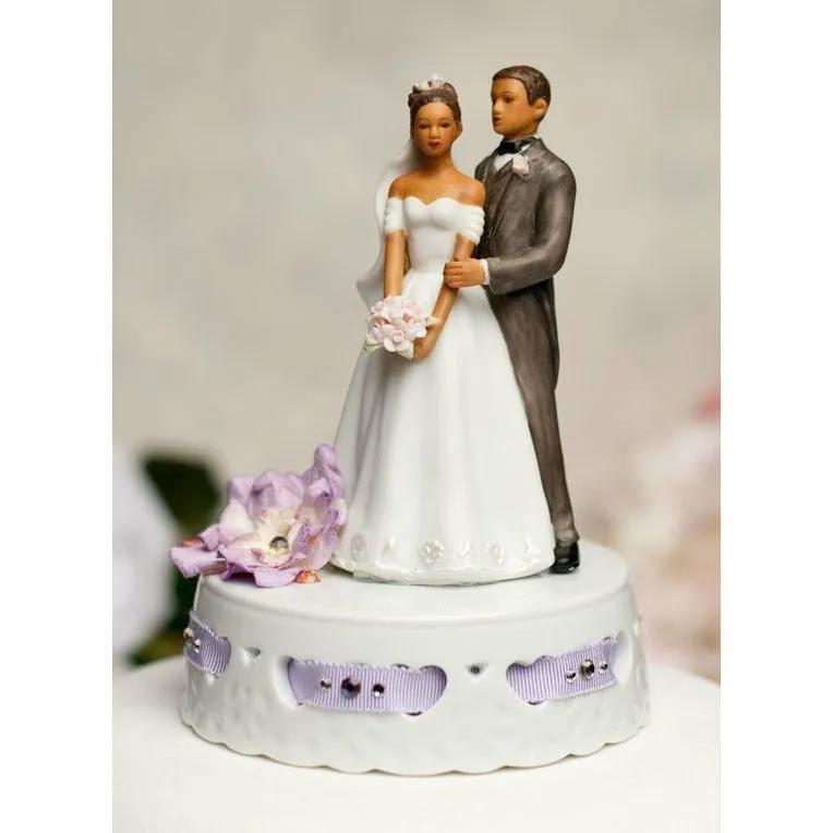 Elegant African American Ribbon Accent Cake Topper- Custom Colors!
