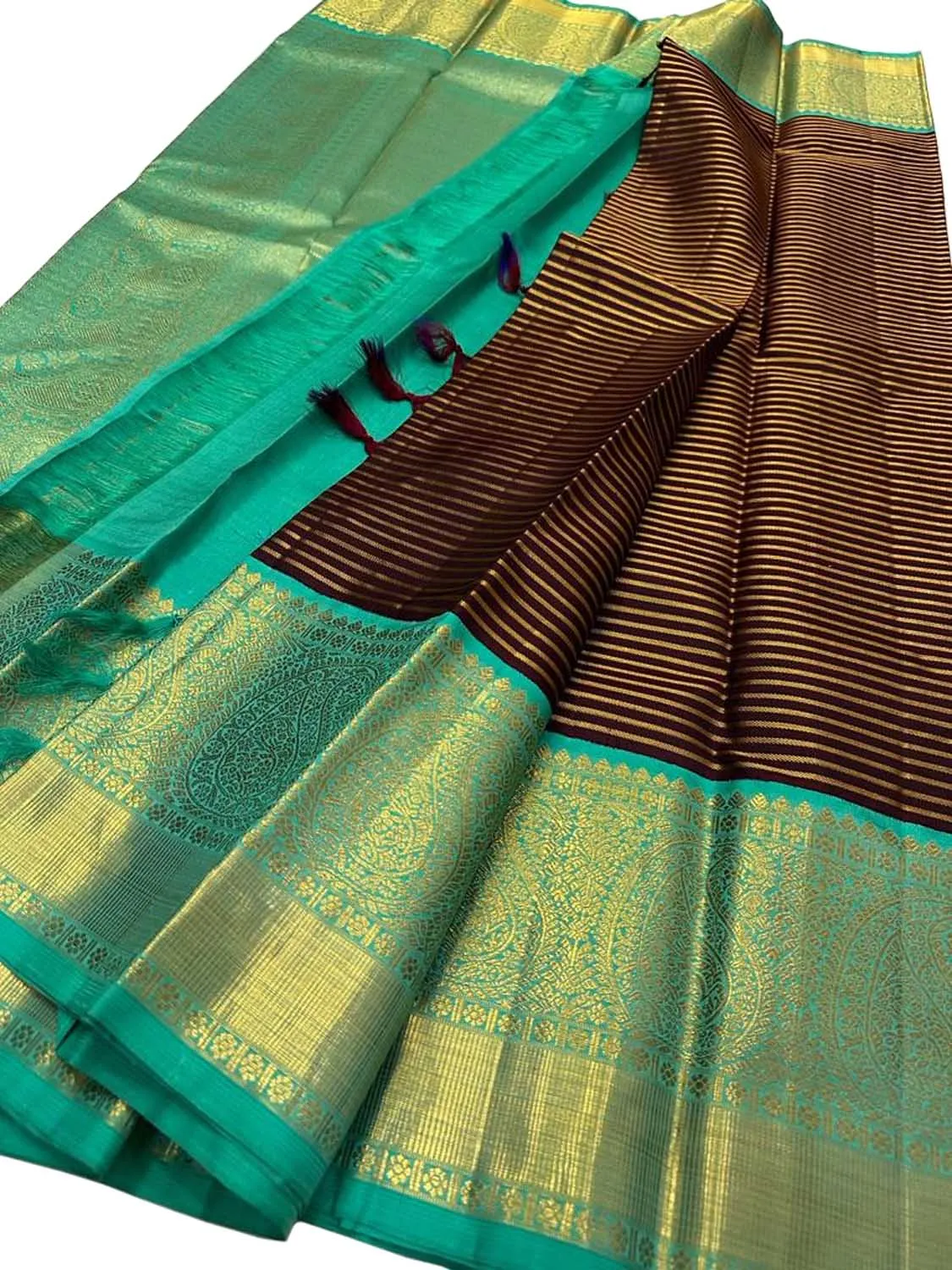 Elegant Brown Kanjeevaram Handloom Pure Silk Saree