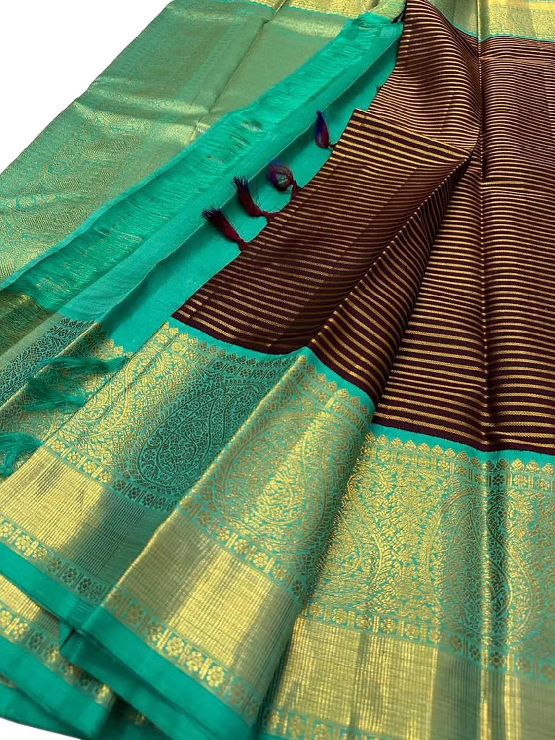 Elegant Brown Kanjeevaram Handloom Pure Silk Saree