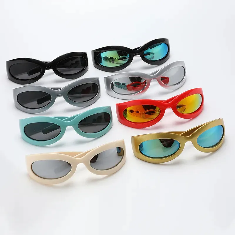 Fashion Punk Cycling Y2K Sunglasses Men Trendy Wrap Around Sun Glasses Shades Sports Riding Eyewear UV400 Goggles