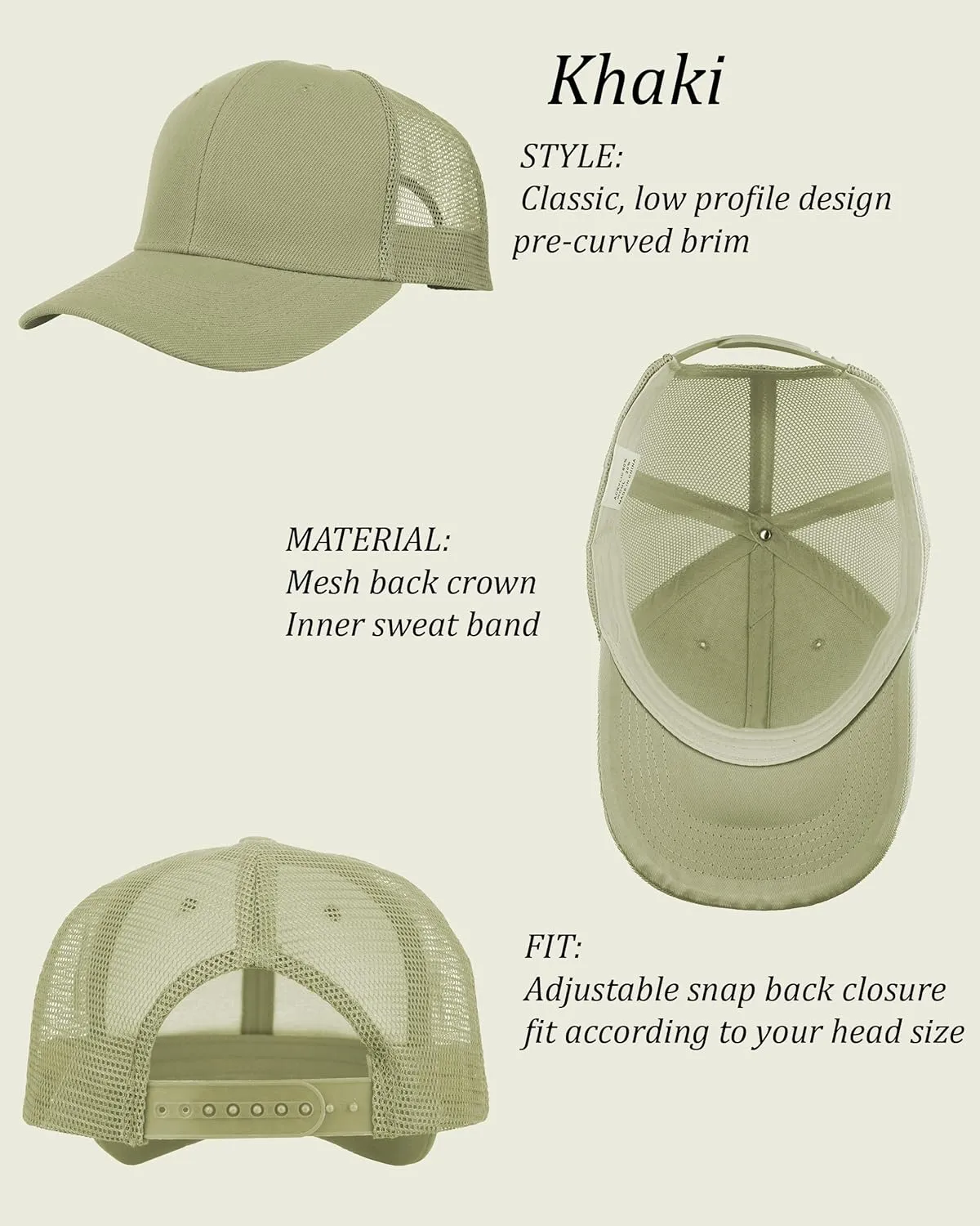 Gelante Mesh Trucker Baseball Cap Snapback Hat Structured Front Panel