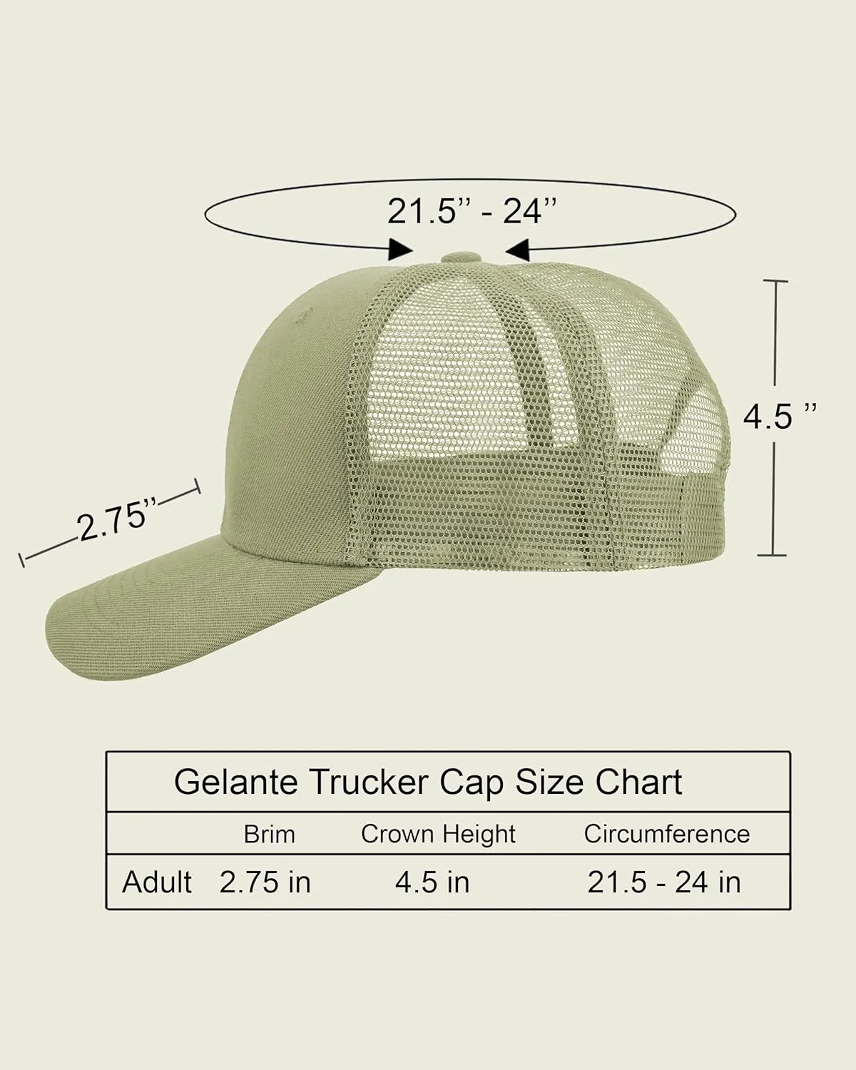 Gelante Mesh Trucker Baseball Cap Snapback Hat Structured Front Panel