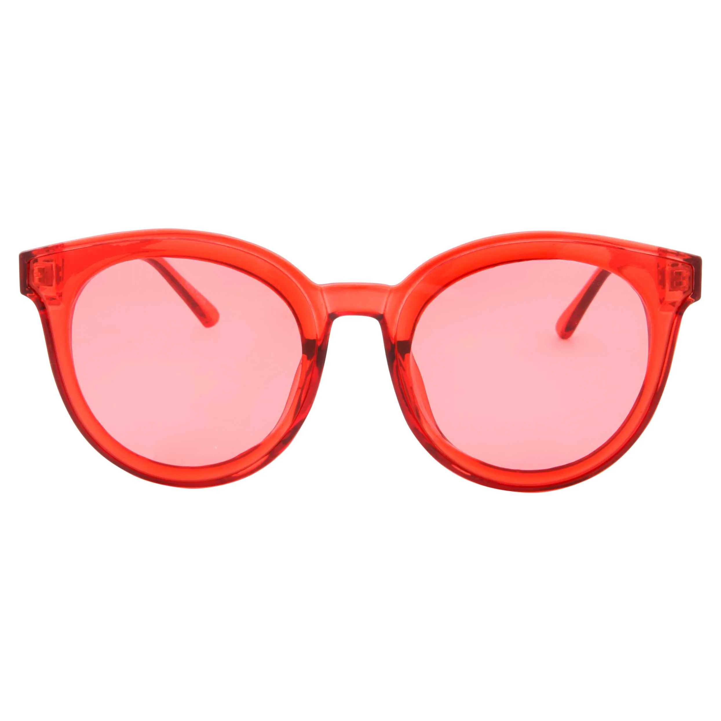 grinderPUNCH Women's Circular Horned Rim Clear Frame Color Lens Sunglasses
