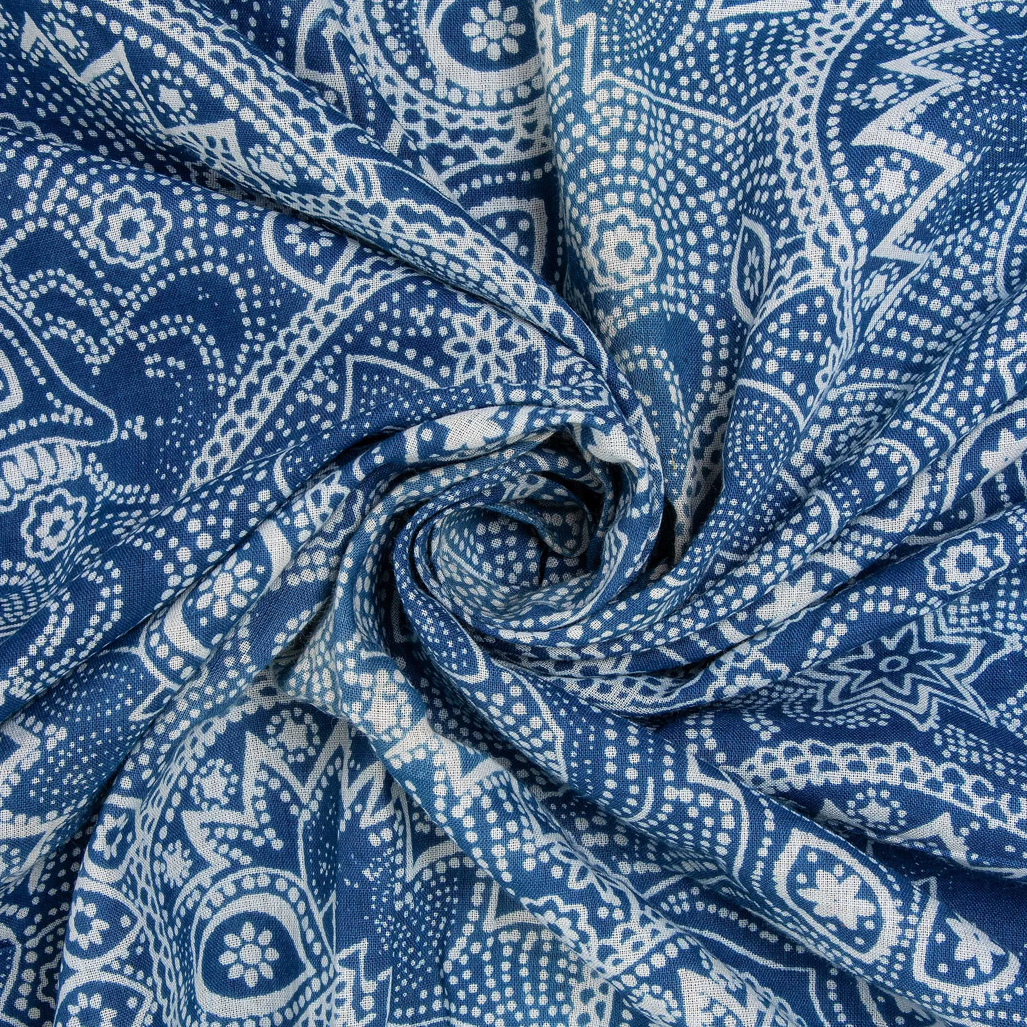 Hand Block Printed Cotton Indigo Fabric
