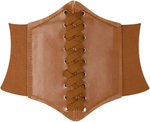HANERDUN Lace-up Waspie Corset Belts for Women Elastic Waist Belt Tied Retro Wide Belt