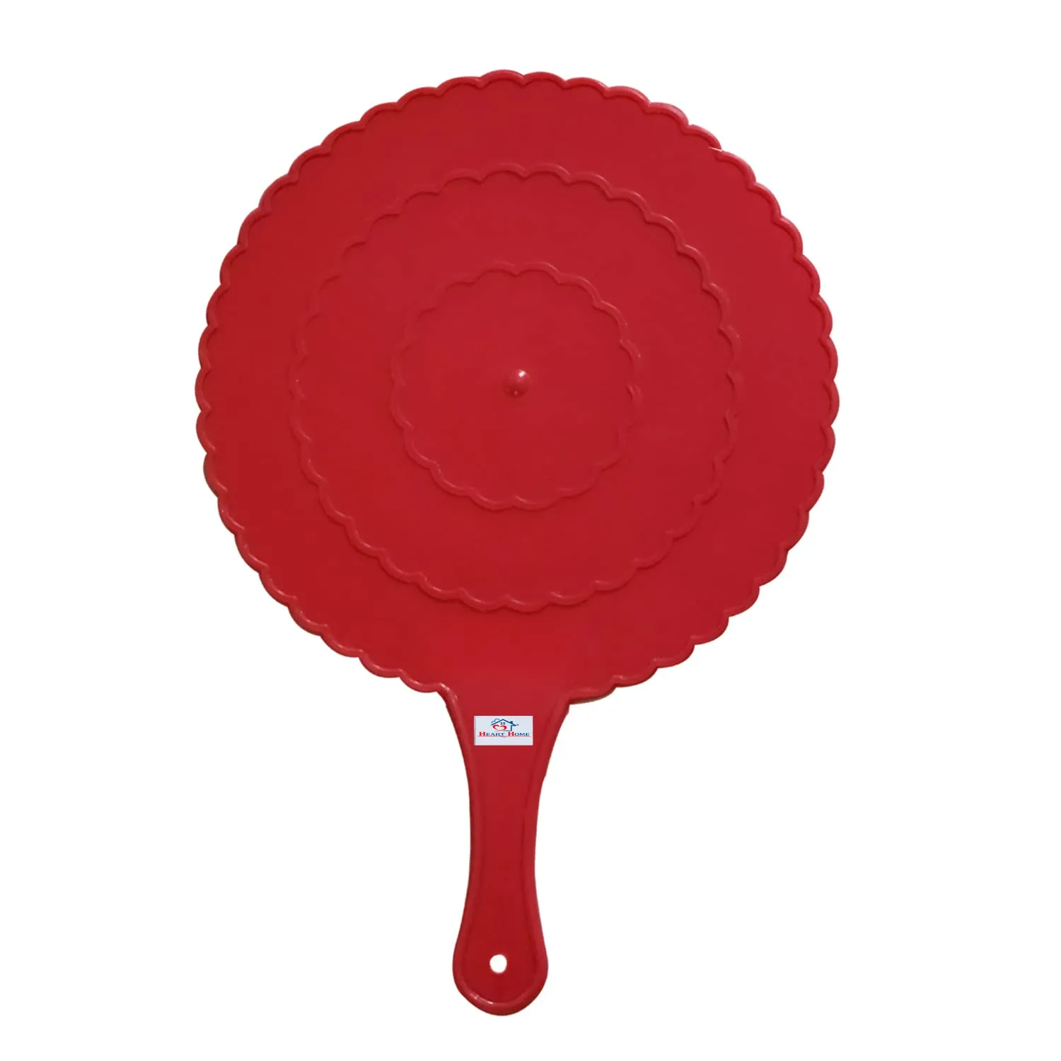 Heart Home Plastic Lightweight Handfan|Hath Pankha|Beejna for Natural Cooling Air Home Decor and Travel Useful, Pack of 2 (Red)