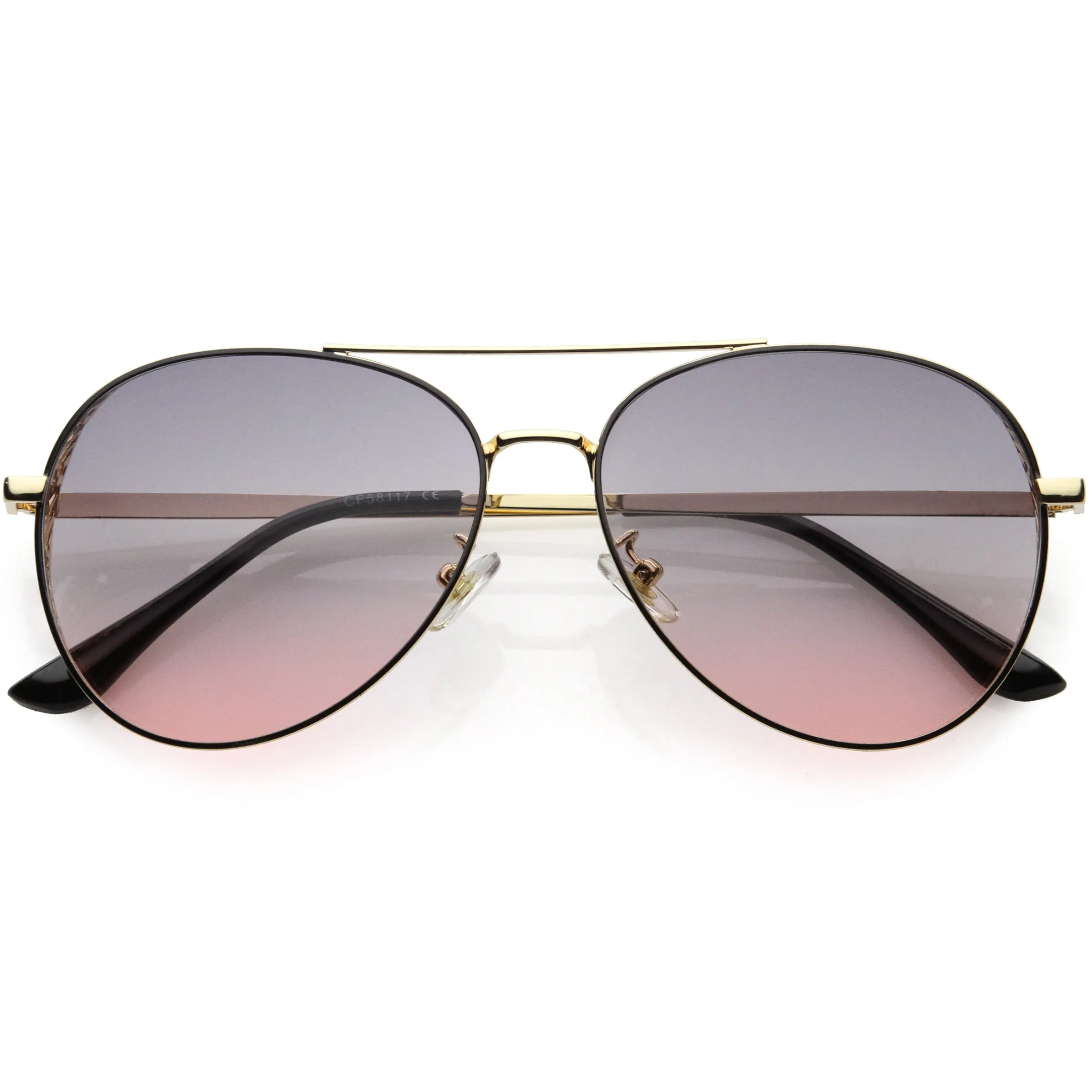Luxe Laser Cut Metal Detail Side Cover Aviator Sunglasses D027