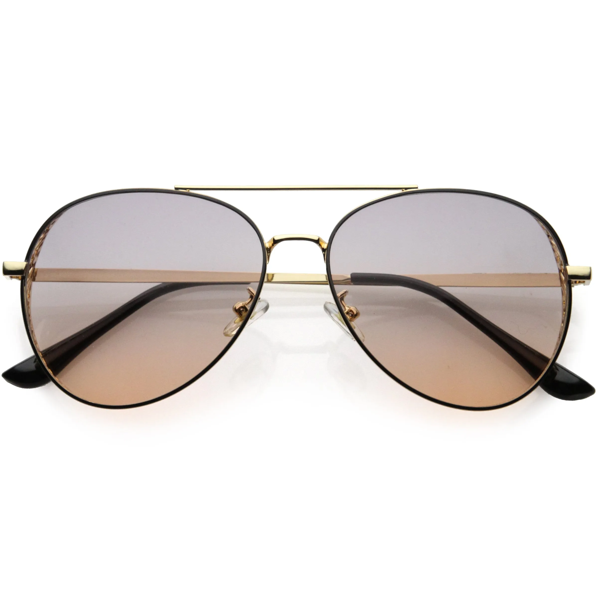 Luxe Laser Cut Metal Detail Side Cover Aviator Sunglasses D027