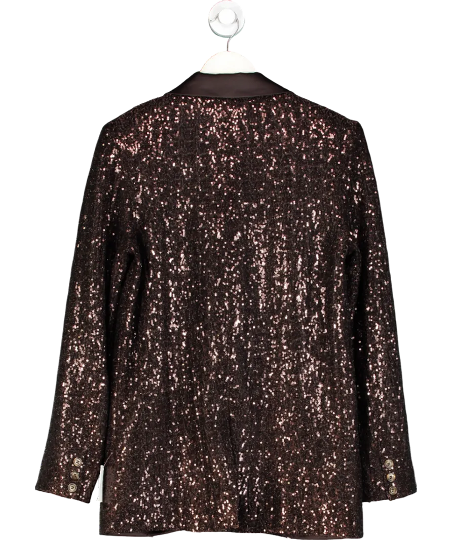 Monsoon Brown X Sarah Corbett-winder Satin Sequin Blazer Bronze UK 10