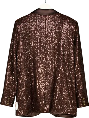 Monsoon Brown X Sarah Corbett-winder Satin Sequin Blazer Bronze UK 10