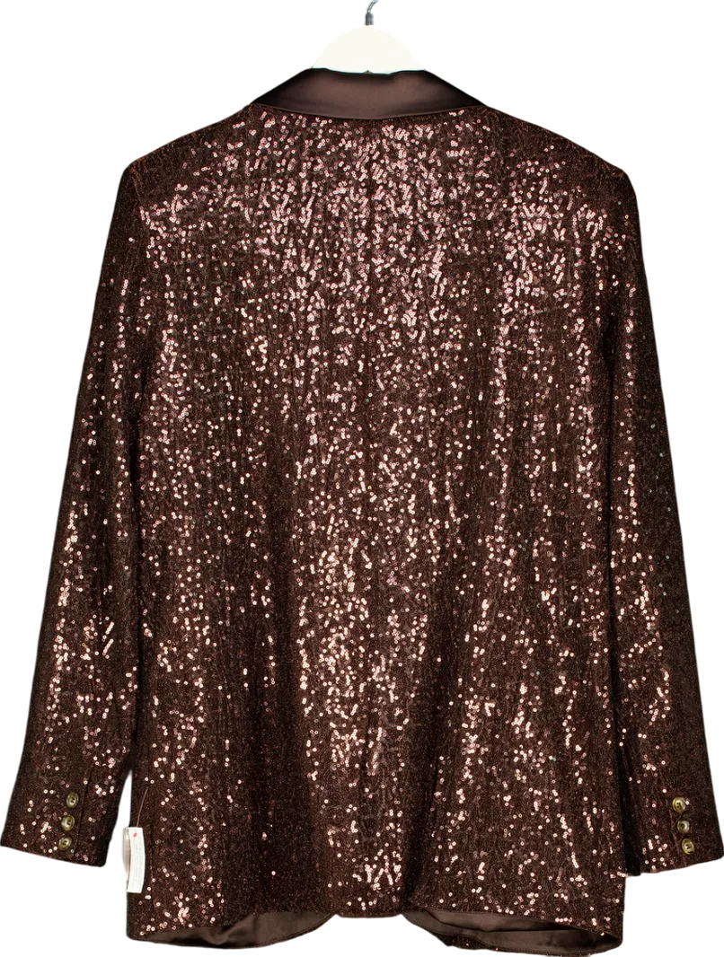 Monsoon Brown X Sarah Corbett-winder Satin Sequin Blazer Bronze UK 10
