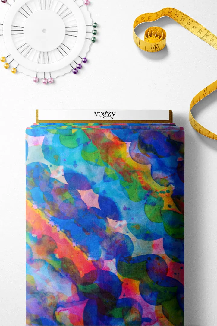 Multicolored Abstract Printed Georgette Fabric