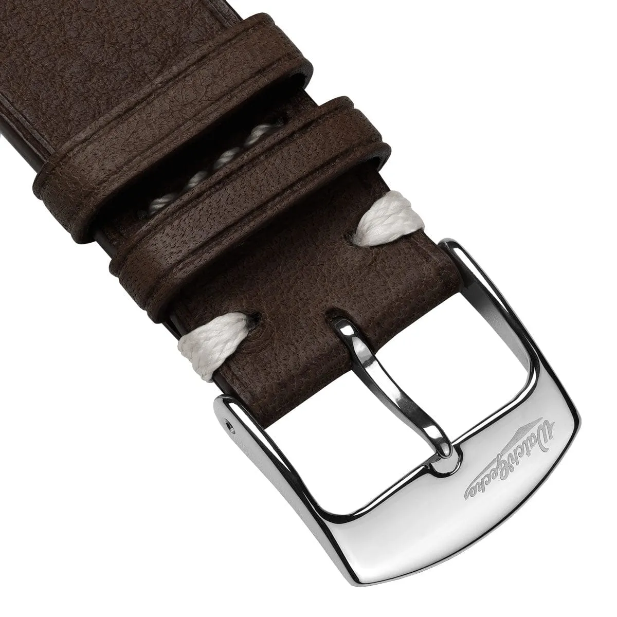 Overton Badalassi Carlo Minerva Box Leather V-Stitch Watch Strap - Dark Brown