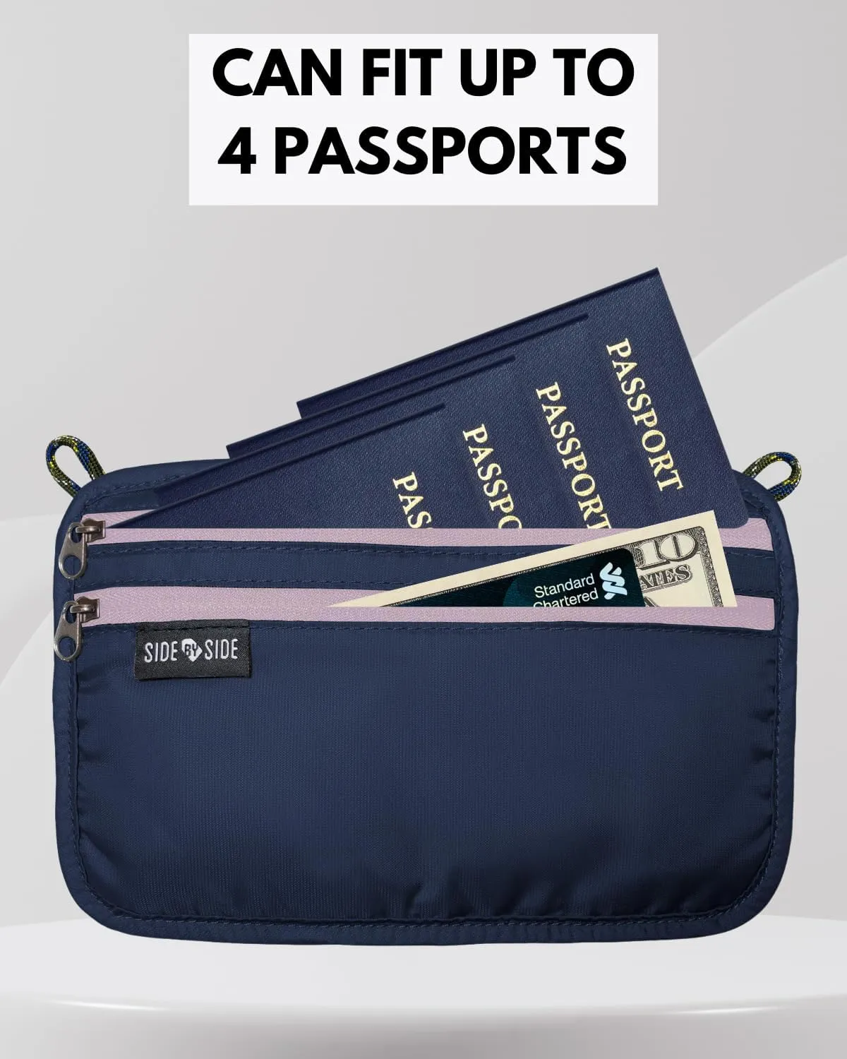 Passport Holder for Travel | Sleek & Slim Neck Wallet Organizer for Travel Documents | Secure RFID-Blocking Case for Passports & Cards | Versatile Travel Pouch That Fits Anywhere (navy)