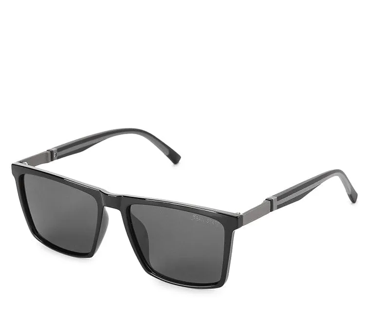 Polarized Plastic Frame Vast Square Sunglasses - Black Black