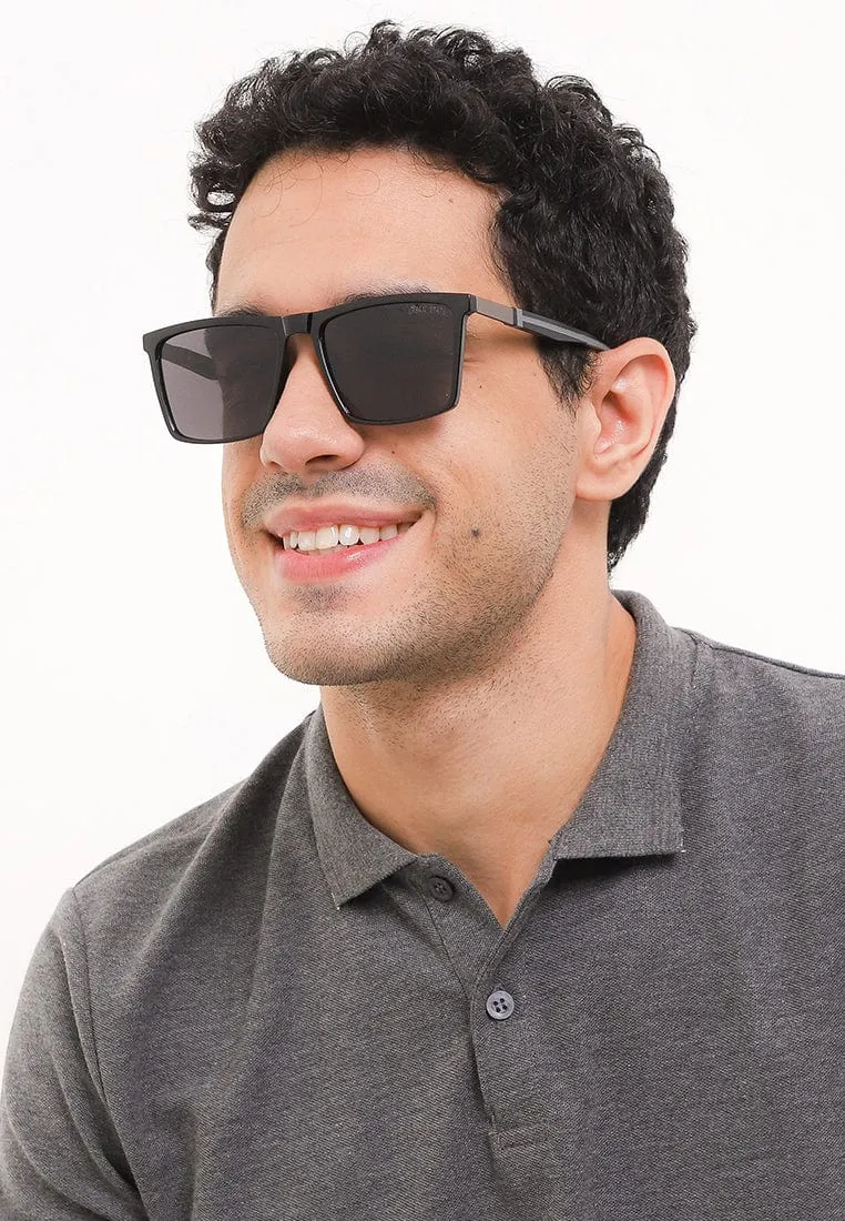 Polarized Plastic Frame Vast Square Sunglasses - Black Black