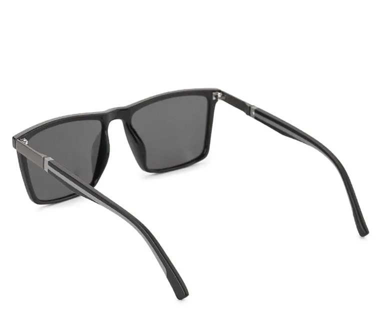Polarized Plastic Frame Vast Square Sunglasses - Black Black