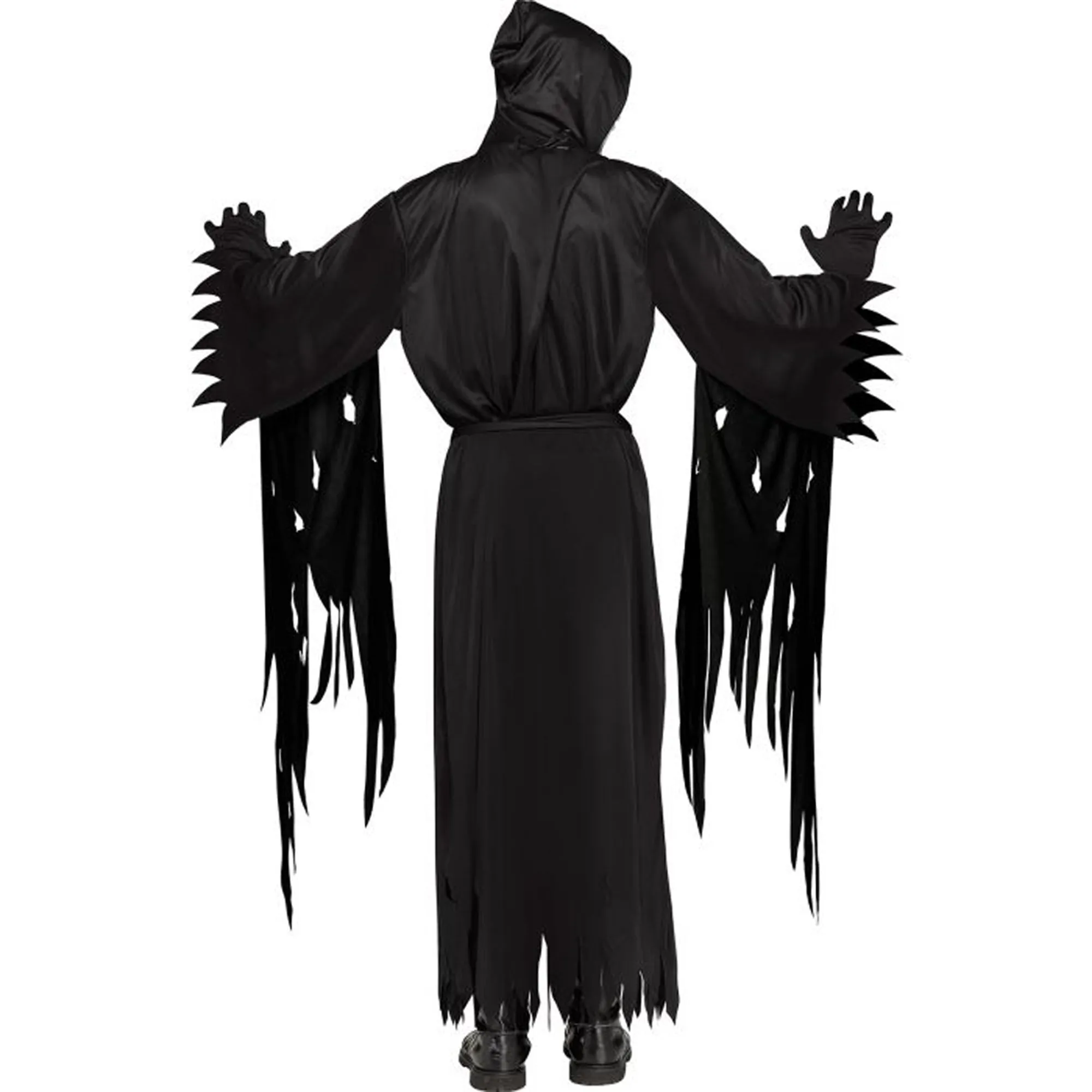 Silent Screamer Costume for Adults, Black Hooded Robe