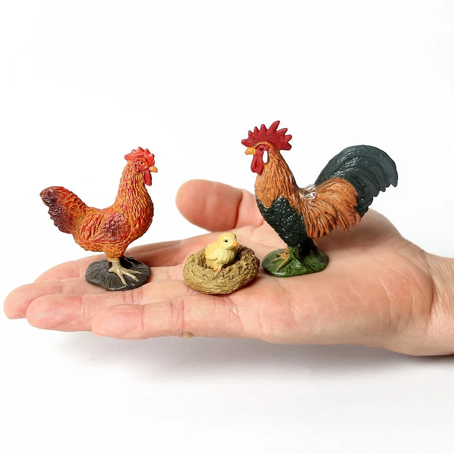 Simulation Hand-painted animal protototype Set Hen Poultry,Rabbit,Dog Farm Model Figurine Miniature Educational Kids Toys