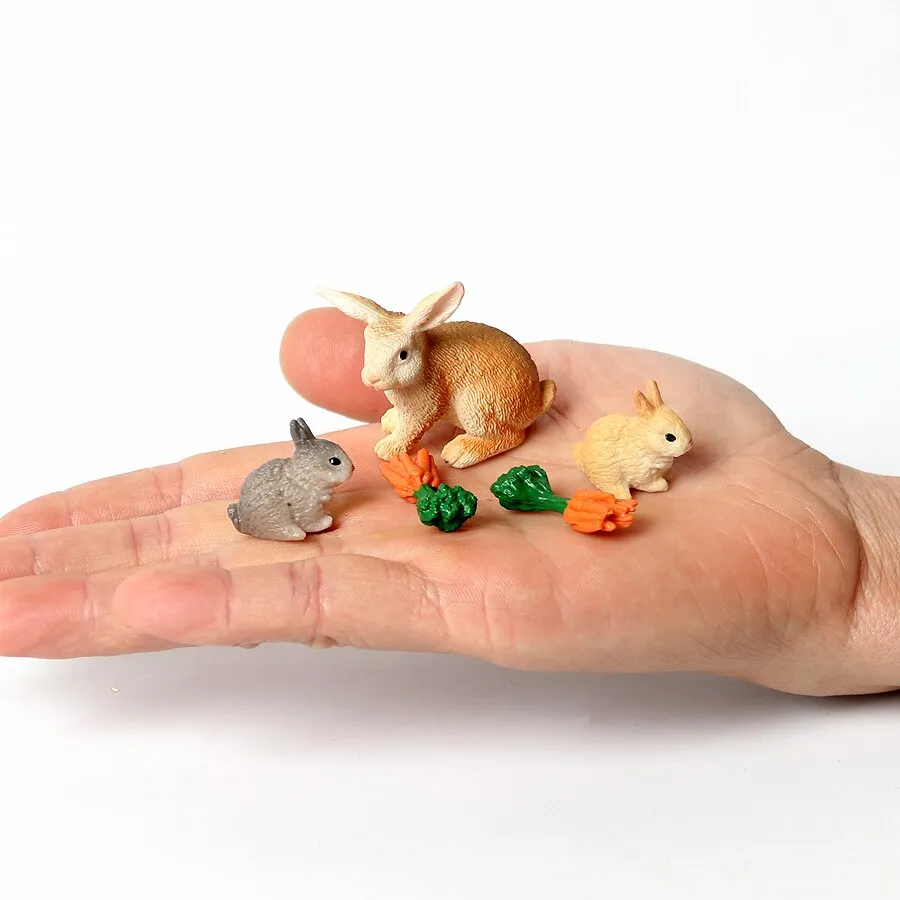 Simulation Hand-painted animal protototype Set Hen Poultry,Rabbit,Dog Farm Model Figurine Miniature Educational Kids Toys