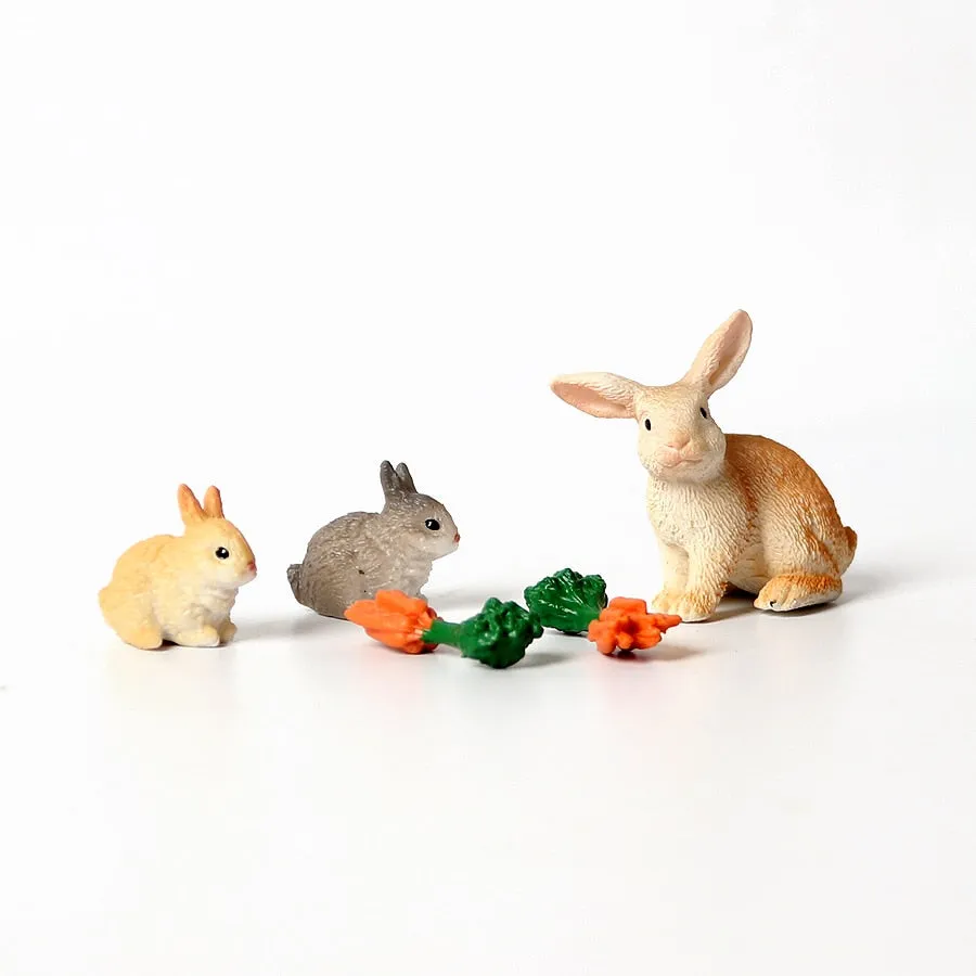 Simulation Hand-painted animal protototype Set Hen Poultry,Rabbit,Dog Farm Model Figurine Miniature Educational Kids Toys