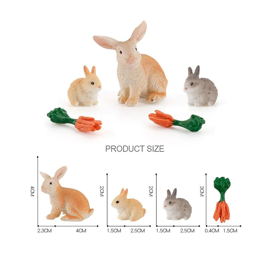 Simulation Hand-painted animal protototype Set Hen Poultry,Rabbit,Dog Farm Model Figurine Miniature Educational Kids Toys