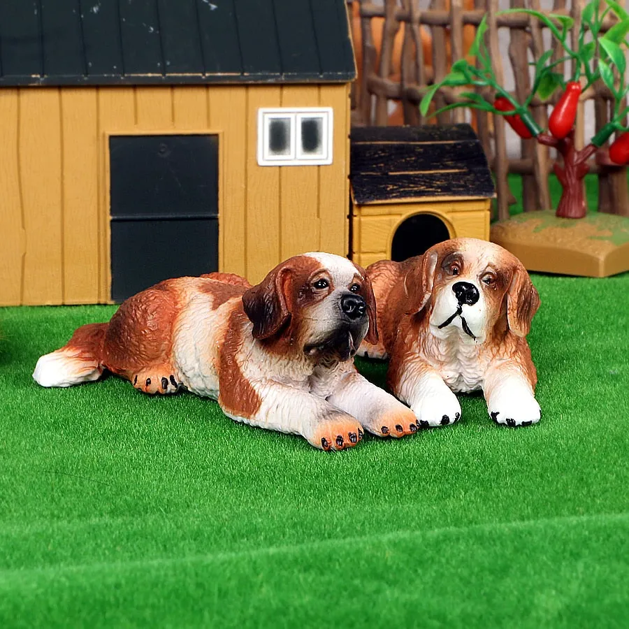 Simulation Plastic Retriever,Bull Terrier,Collie,Saint Bernard Dog Family Animals Model Figure Collectible Toys Dog For kids