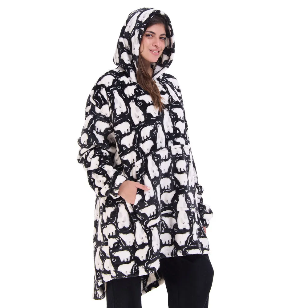 Snuggs Blanket Hoodie Black Polar Bear