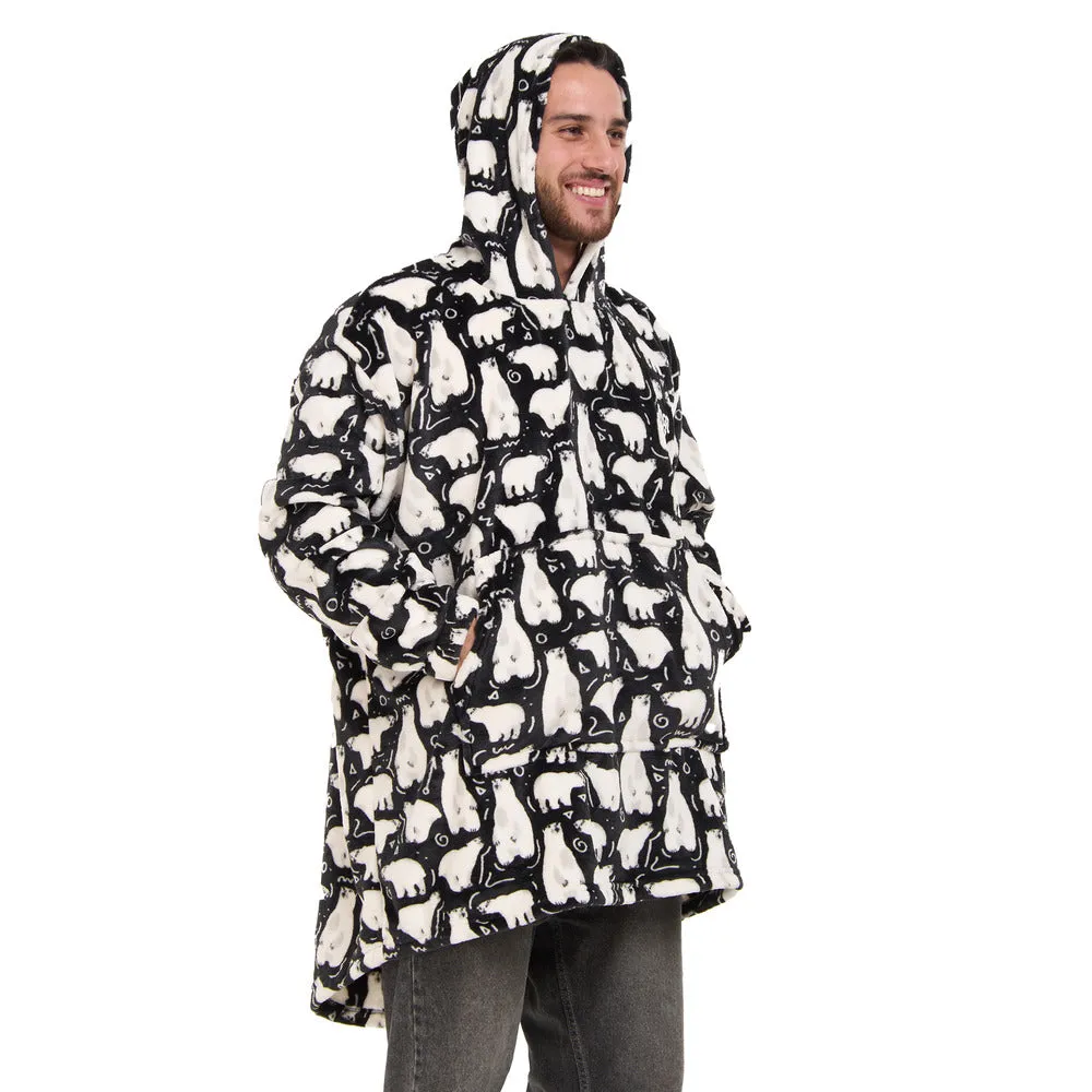 Snuggs Blanket Hoodie Black Polar Bear