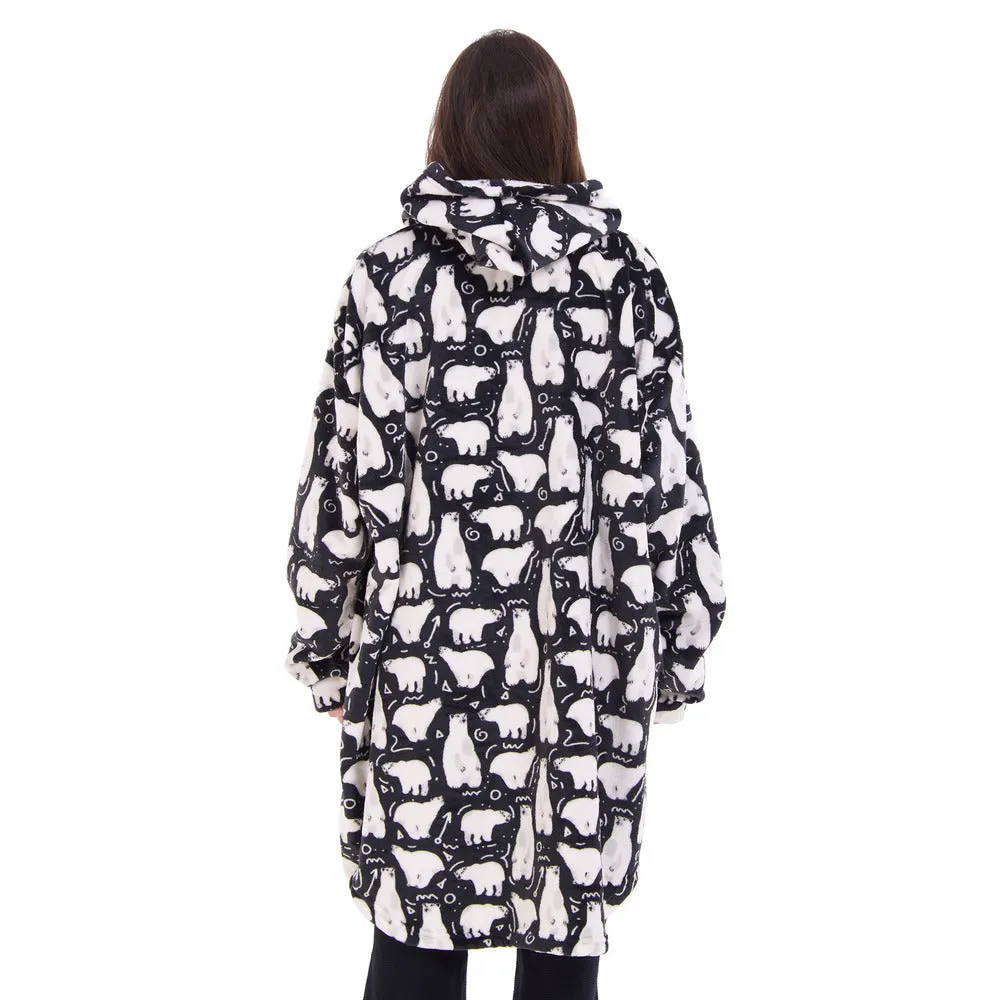 Snuggs Blanket Hoodie Black Polar Bear