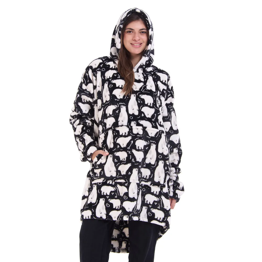 Snuggs Blanket Hoodie Black Polar Bear